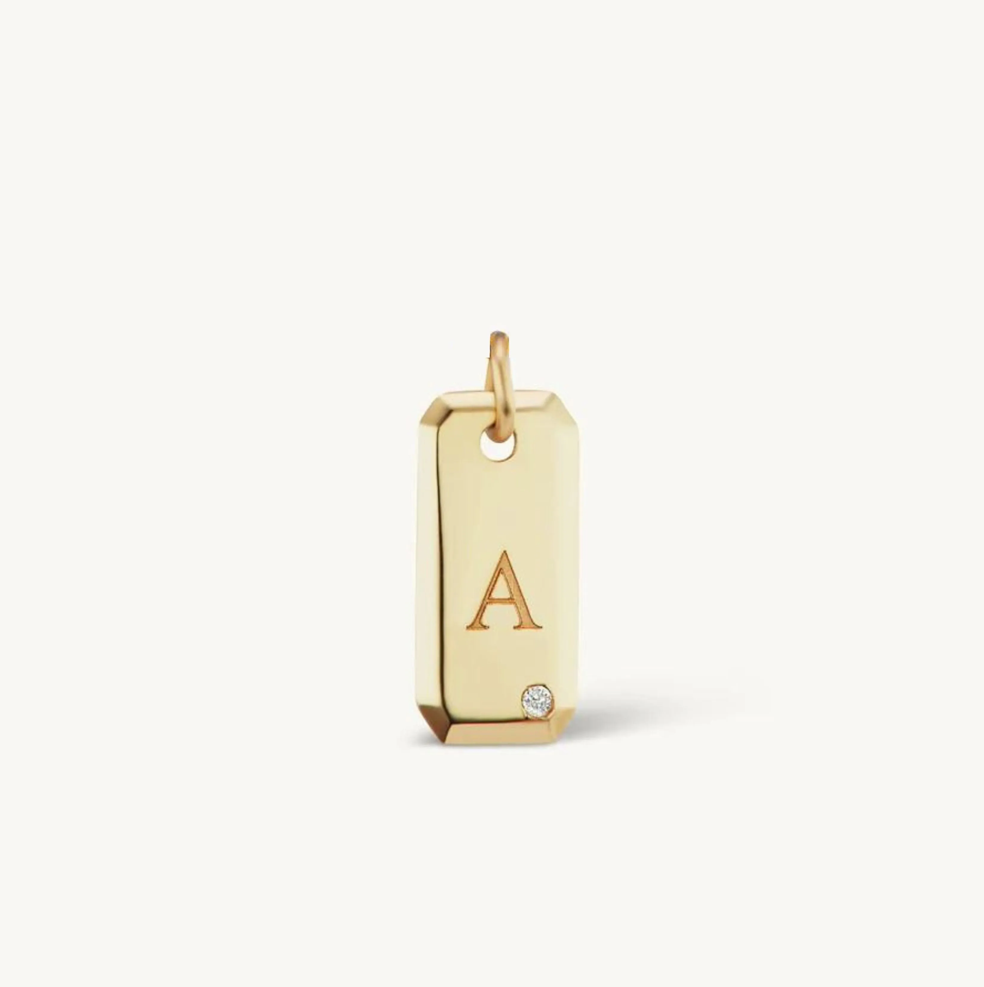 Engraved Initial Tag with Diamond Charm sold by Sophie Ratner