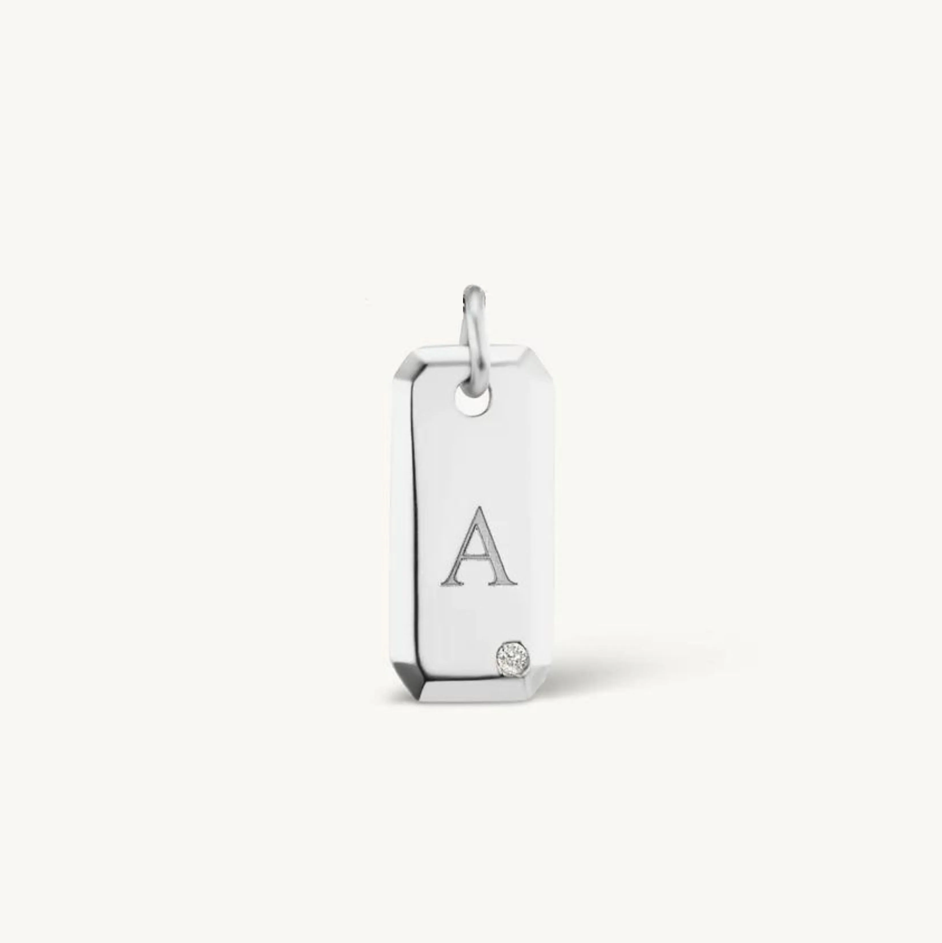 Engraved Initial Tag with Diamond Charm sold by Sophie Ratner product image thumbnail 3