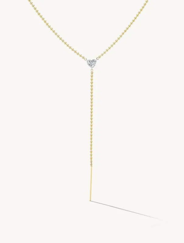 Beaded Pierced Heart Lariat - In Stock sold by Sophie Ratner