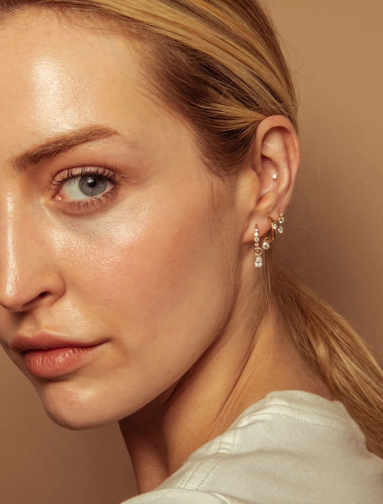 Graduating Diamond Hoops + Free Mini Diamond Charms sold by Sophie Ratner product image thumbnail 4