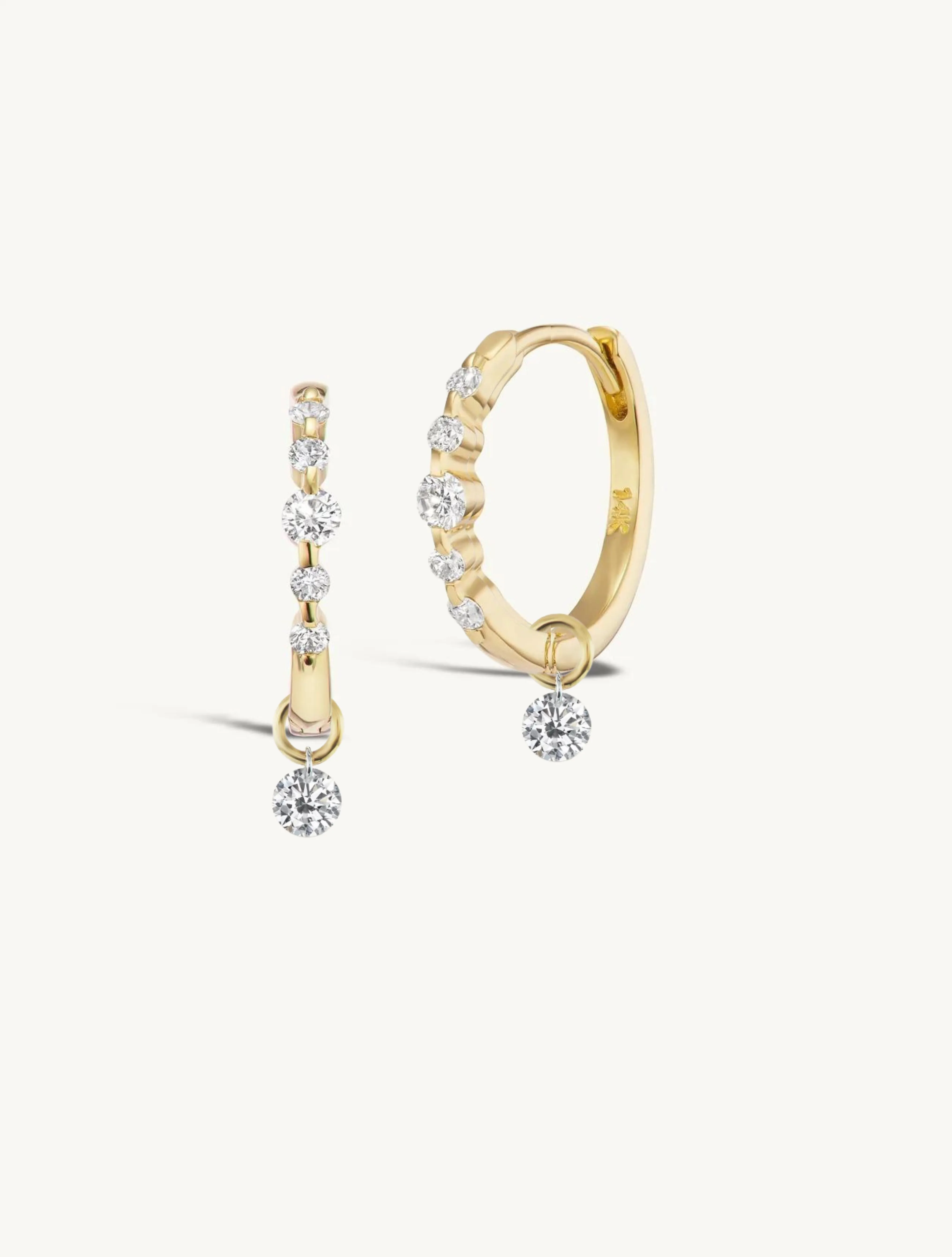 Graduating Diamond Hoops + Free Mini Diamond Charms sold by Sophie Ratner product image thumbnail 2