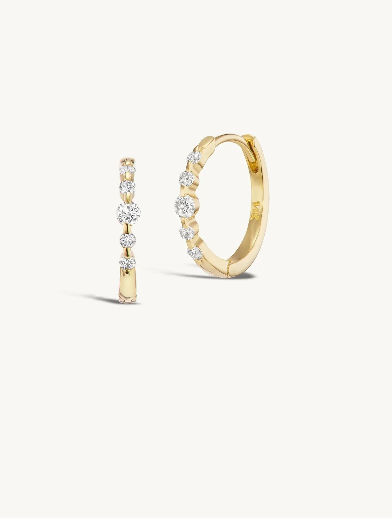 Graduating Diamond Hoops + Free Mini Diamond Charms sold by Sophie Ratner