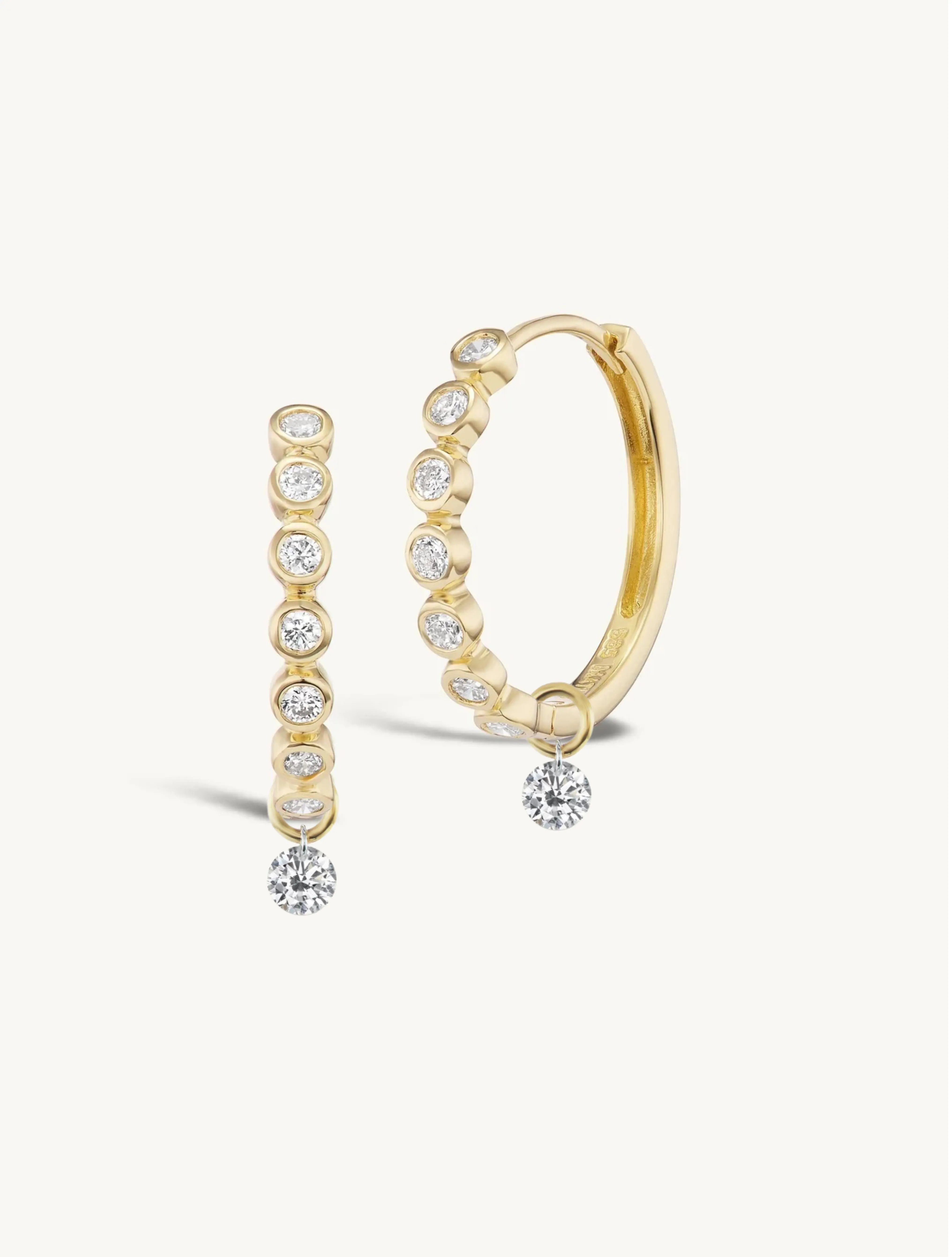 15mm Diamond Bezel Hoops + Free Mini Diamond Charms sold by Sophie Ratner product image thumbnail 2