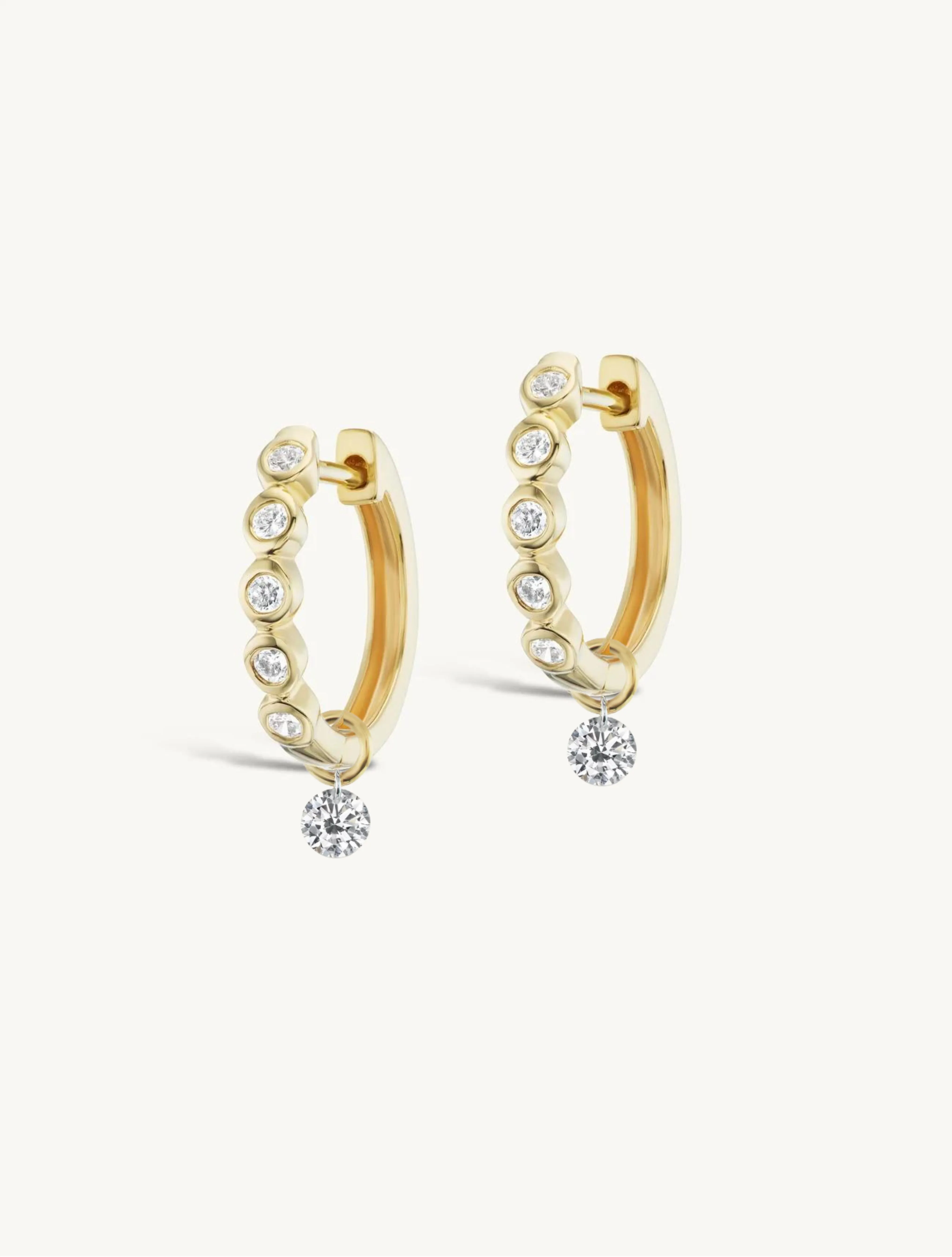 12mm Diamond Bezel Hoops + Free Mini Diamond Charms sold by Sophie Ratner product image thumbnail 2