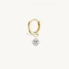 XL Asscher Pierced Diamond Charm Single + Free 8mm Gold Huggie sold by Sophie Ratner