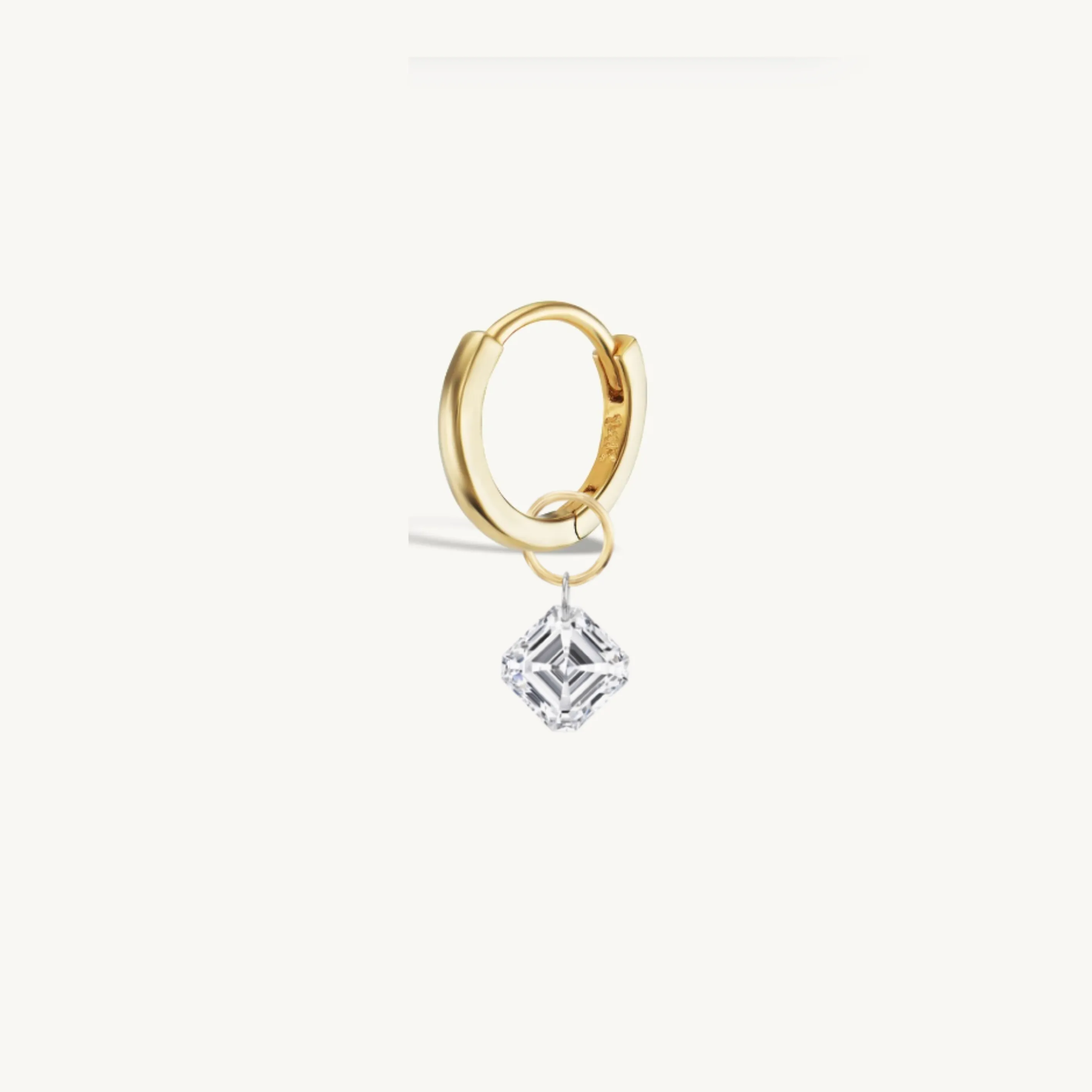 XL Asscher Pierced Diamond Charm Single + Free 8mm Gold Huggie sold by Sophie Ratner product image thumbnail 2