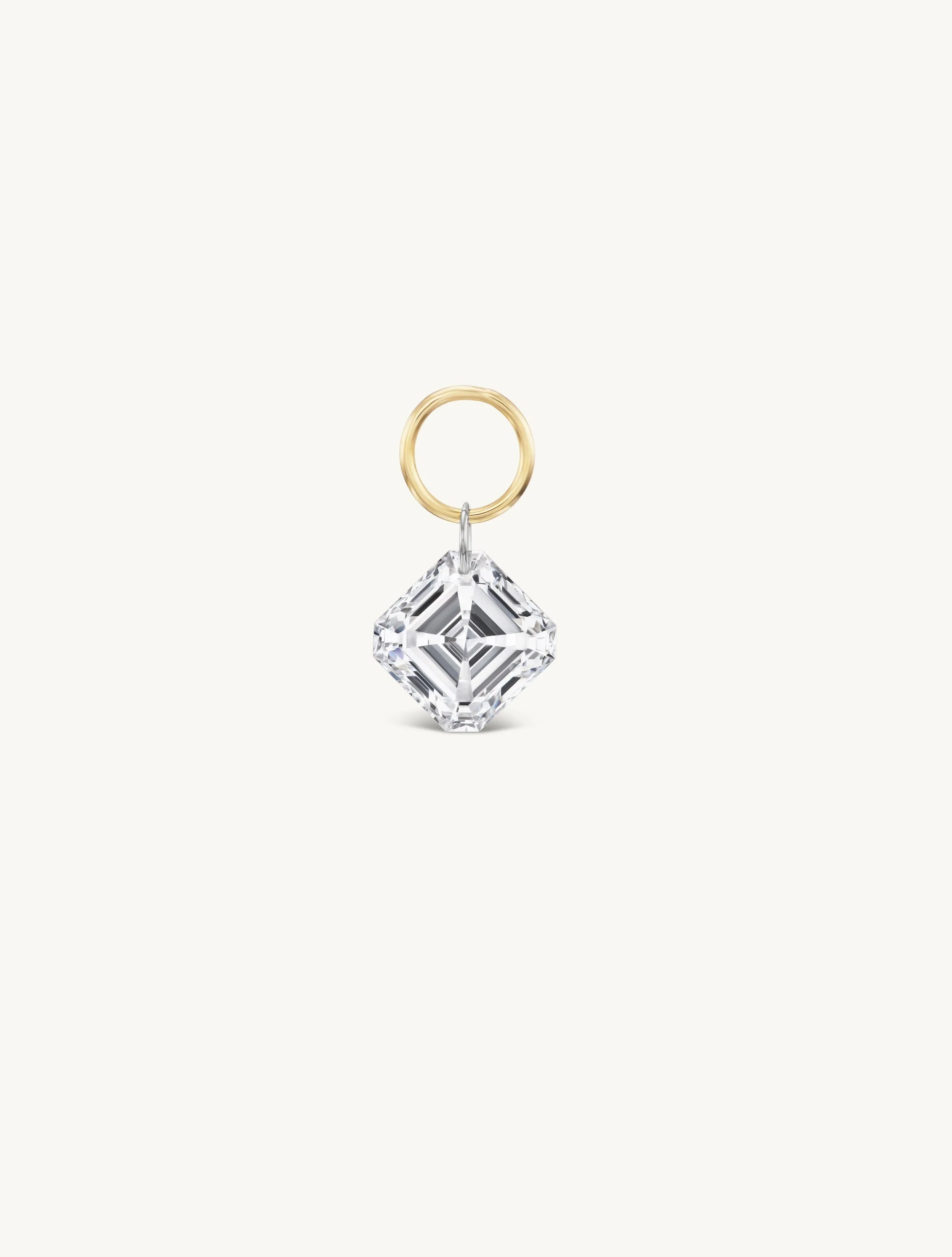 XL Asscher Pierced Diamond Charm Single + Free 8mm Gold Huggie sold by Sophie Ratner