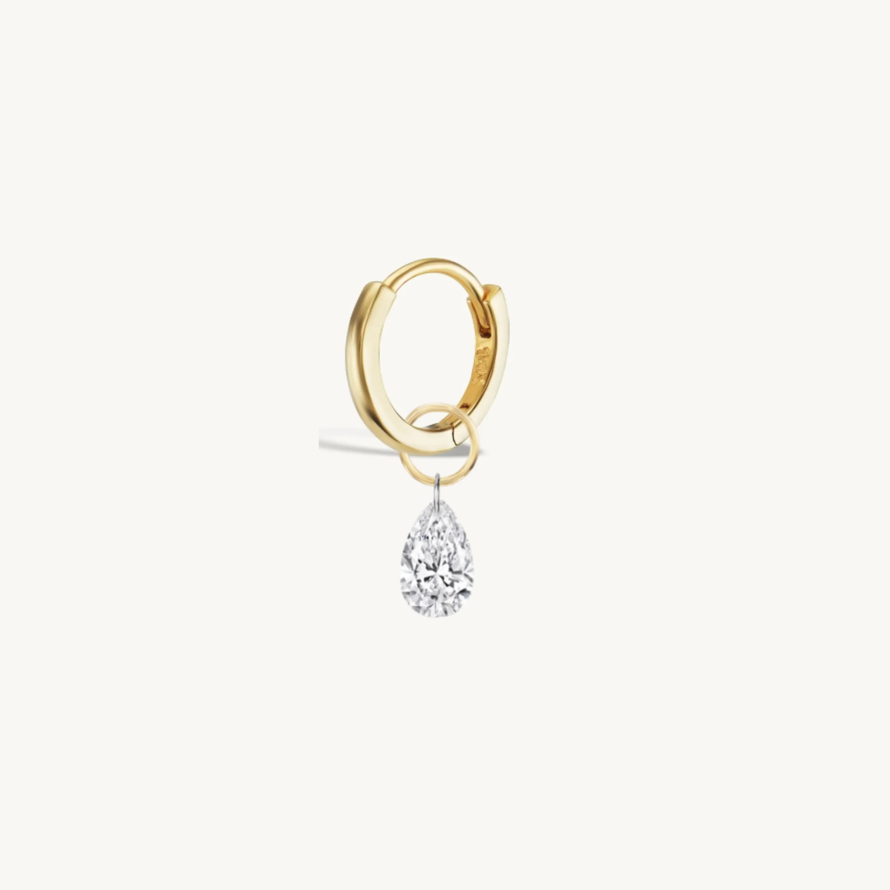 XL Pear Pierced Diamond Charm Single + Free 8mm Gold Huggie sold by Sophie Ratner product image thumbnail 2