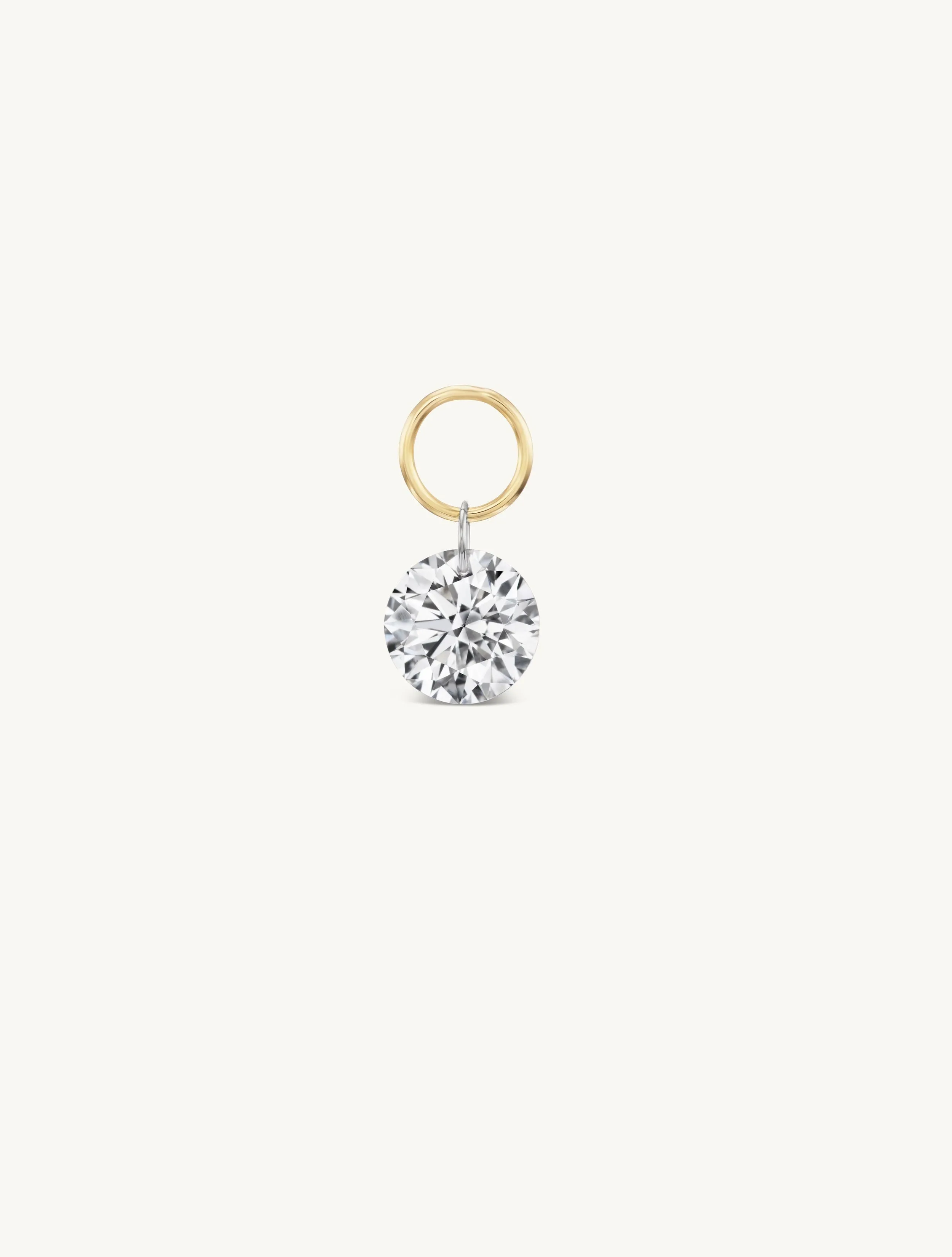 XL Round Pierced Diamond Charm Single + Free 8mm Gold Huggie sold by Sophie Ratner