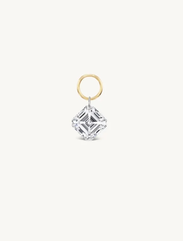 XL Asscher Pierced Diamond Charm Pair + Free 8mm Gold Huggies sold by Sophie Ratner