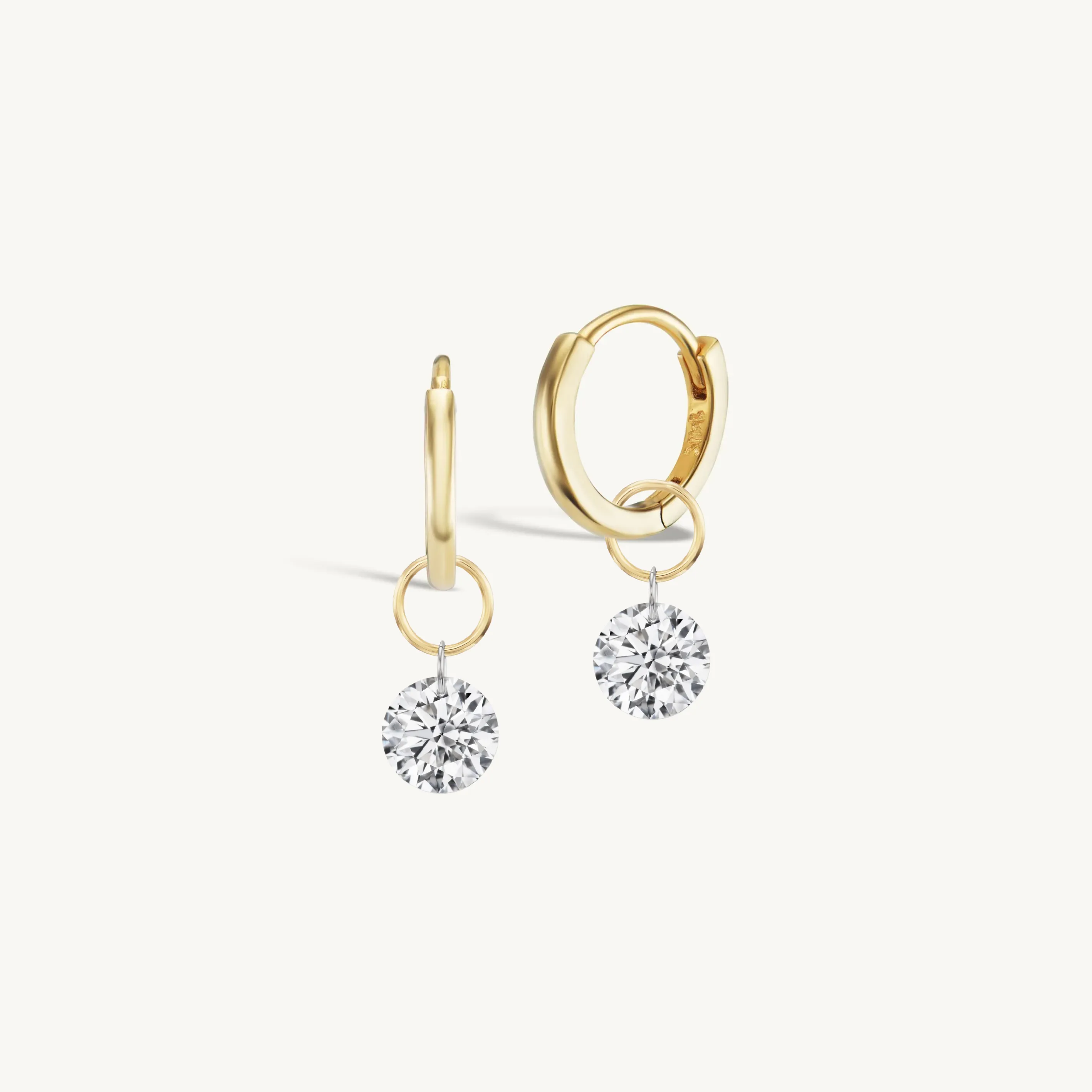 XL Round Pierced Diamond Charm Pair + Free 8mm Gold Huggies sold by Sophie Ratner product image thumbnail 2