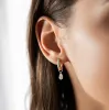 XL Pear Pierced Diamond Charm Pair + Free 8mm Gold Huggies sold by Sophie Ratner