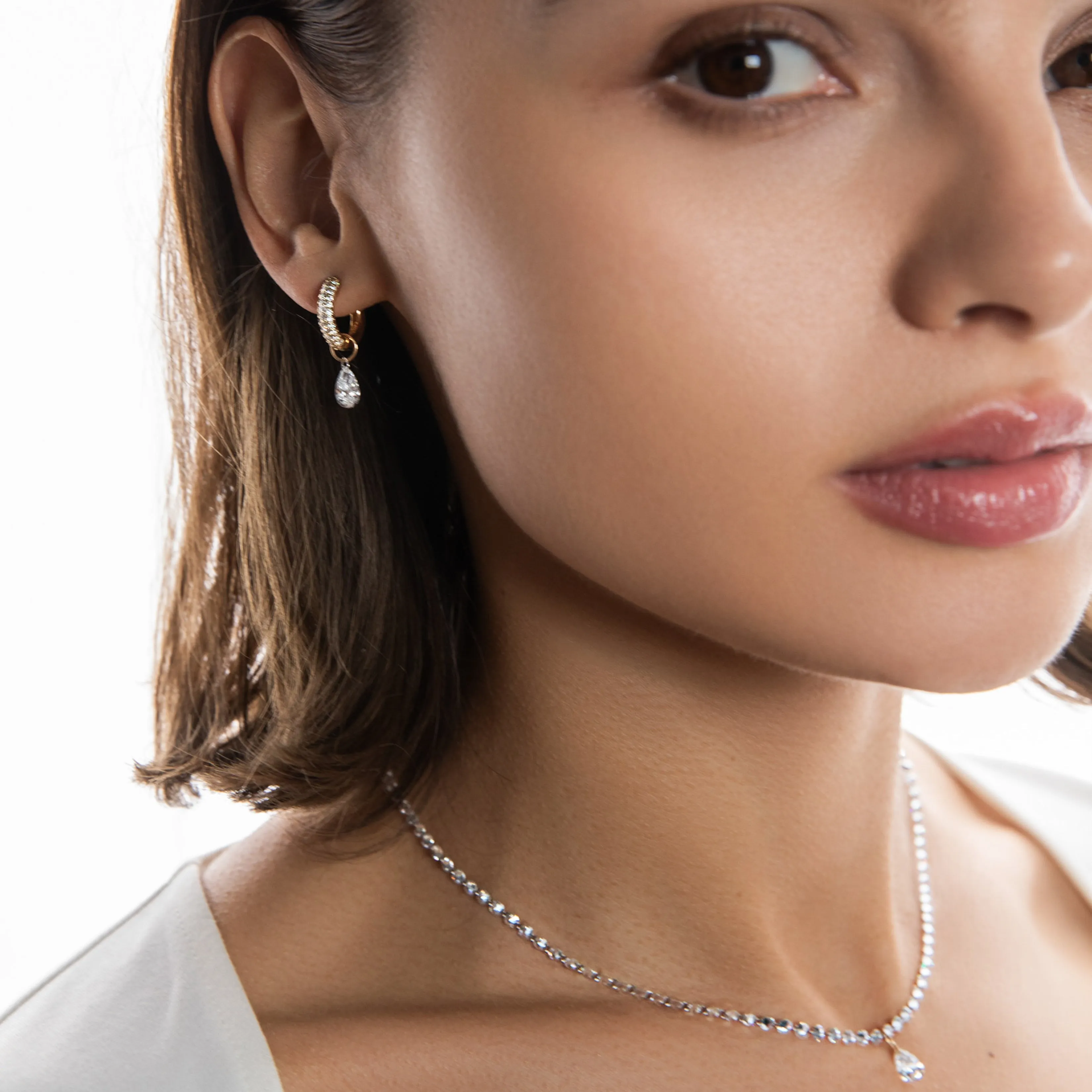 XL Pear Pierced Diamond Charm for Huggies sold by Sophie Ratner product image thumbnail 3