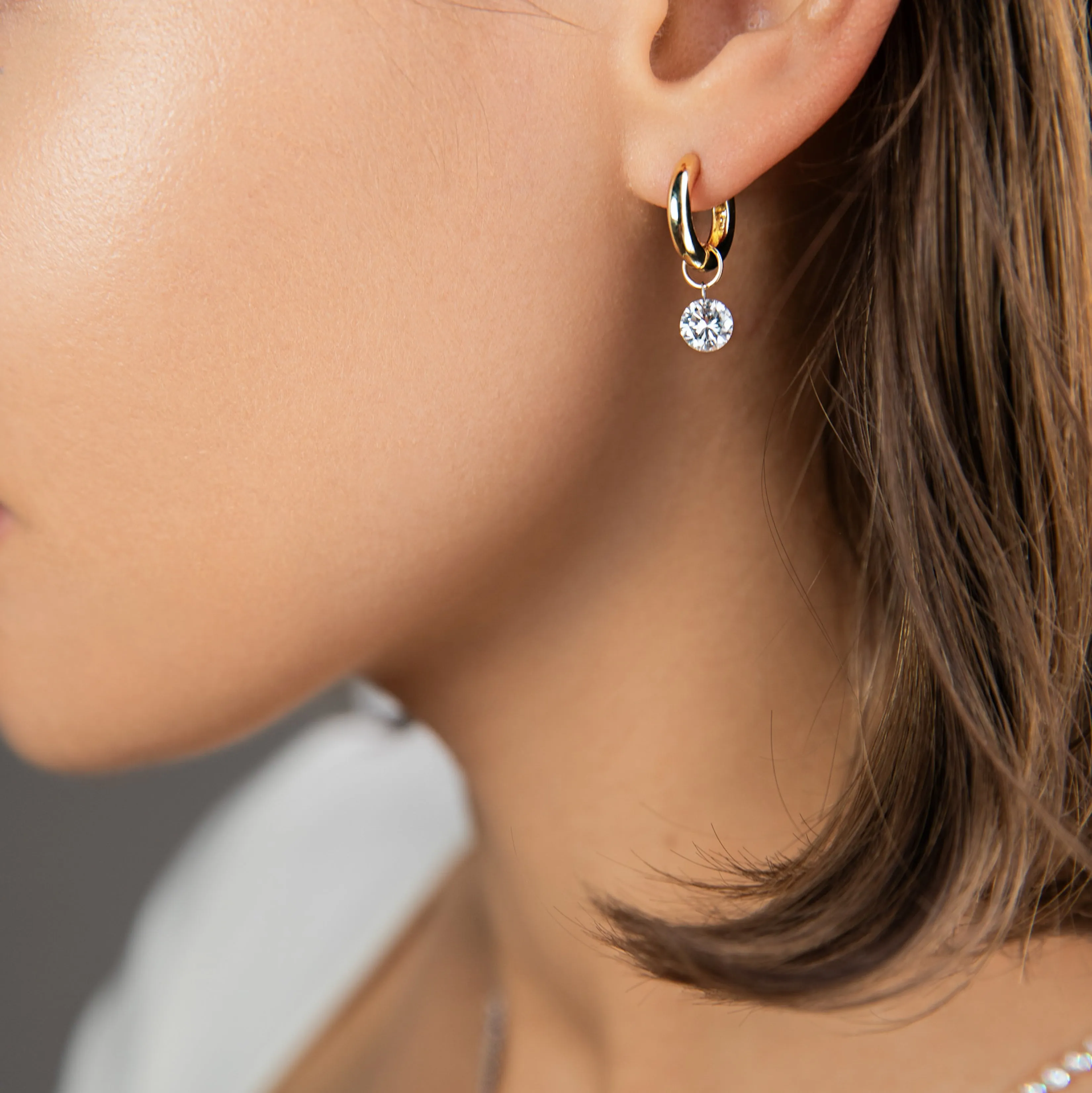 XL Round Pierced Diamond Charm for Huggies sold by Sophie Ratner product image thumbnail 5