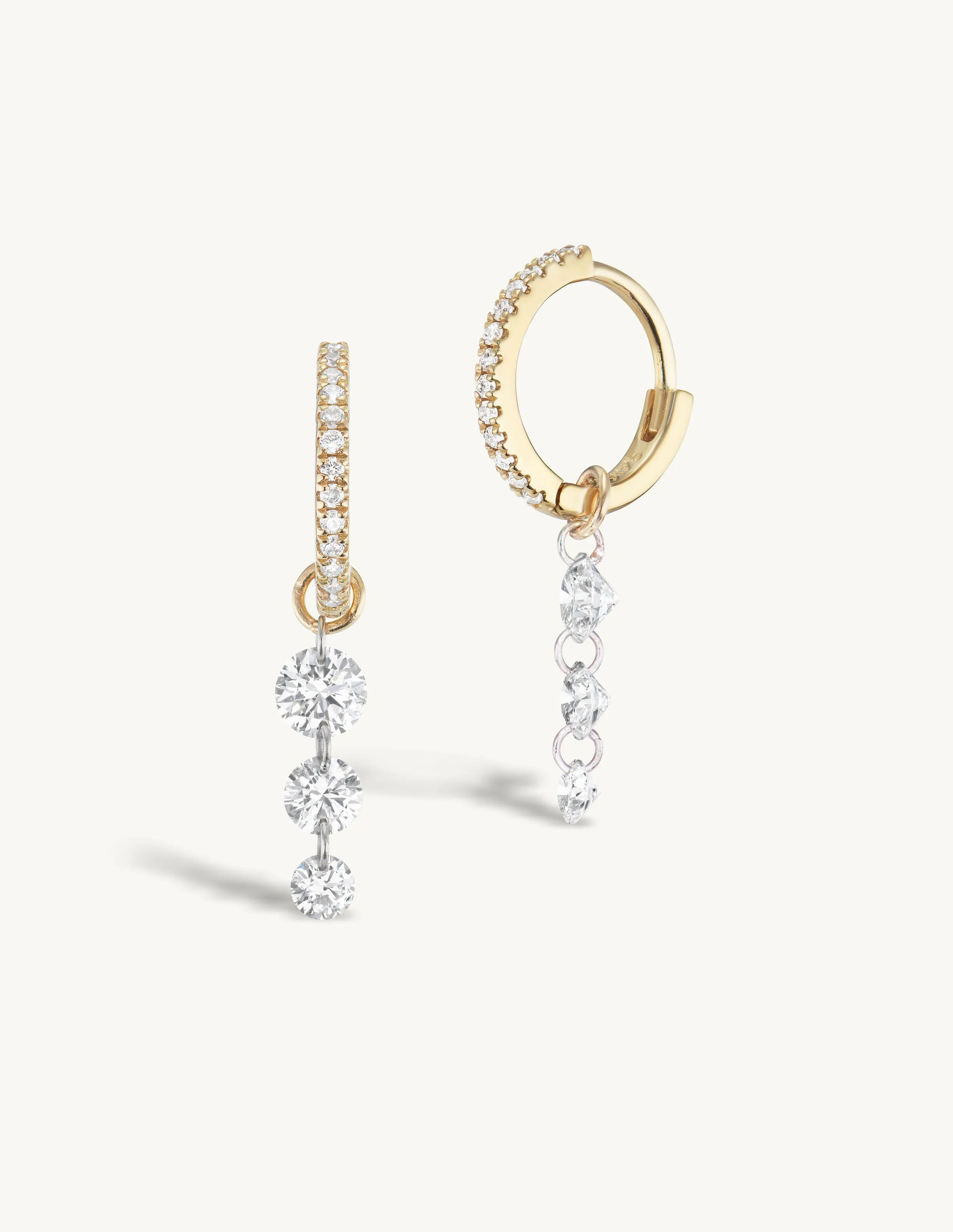 Triple Pierced Diamond Pave Huggies - In Stock sold by Sophie Ratner