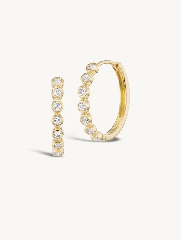 15mm Diamond Bezel Hoops - In Stock sold by Sophie Ratner