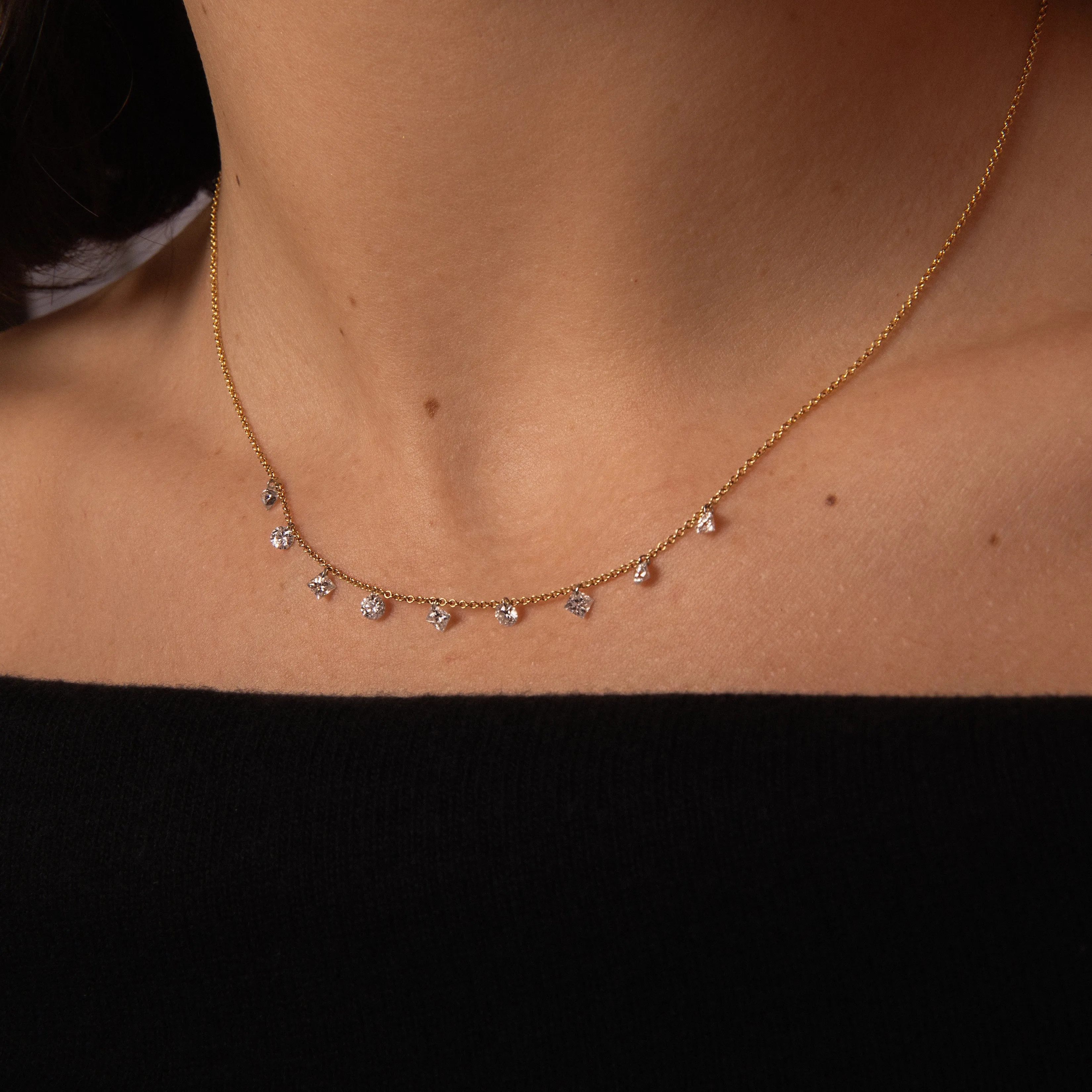 Pierced Round & Princess Diamond Necklace - In Stock sold by Sophie Ratner product image thumbnail 3