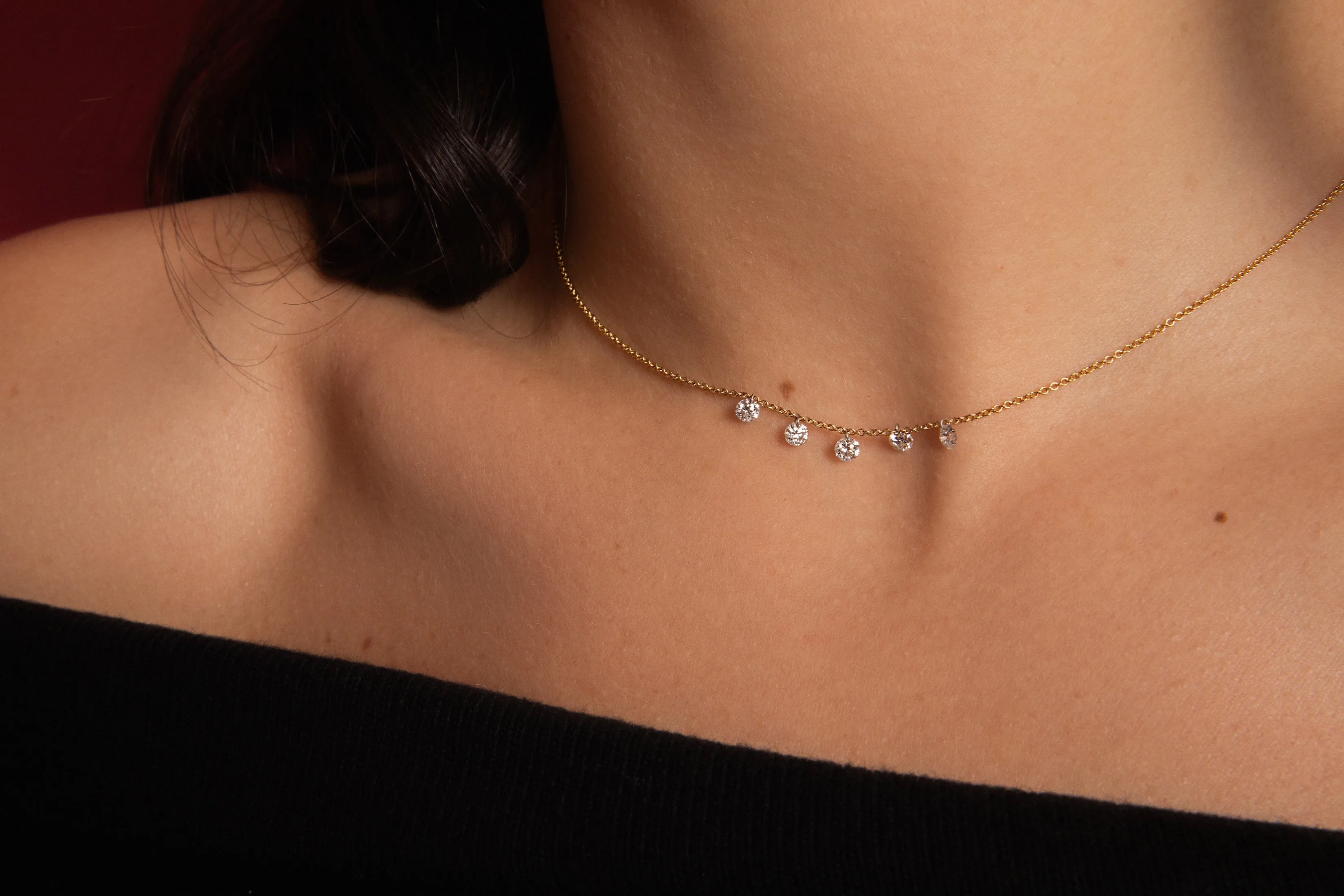 Pierced Five Diamond Necklace - In Stock sold by Sophie Ratner product image thumbnail 3