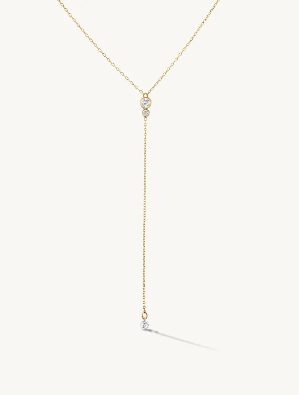 Duo Pierced Diamond Drop Lariat - In Stock sold by Sophie Ratner