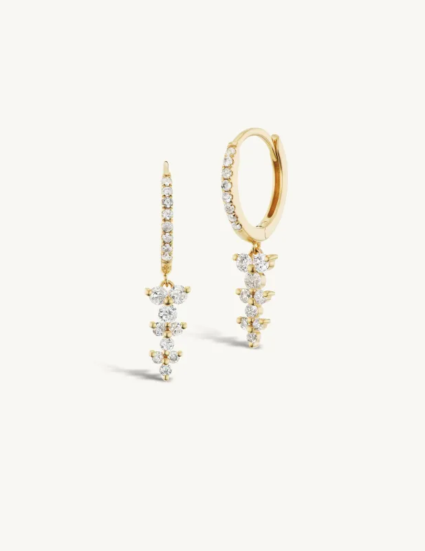 Pave Huggies with Diamond Waterfall Drops - In Stock sold by Sophie Ratner