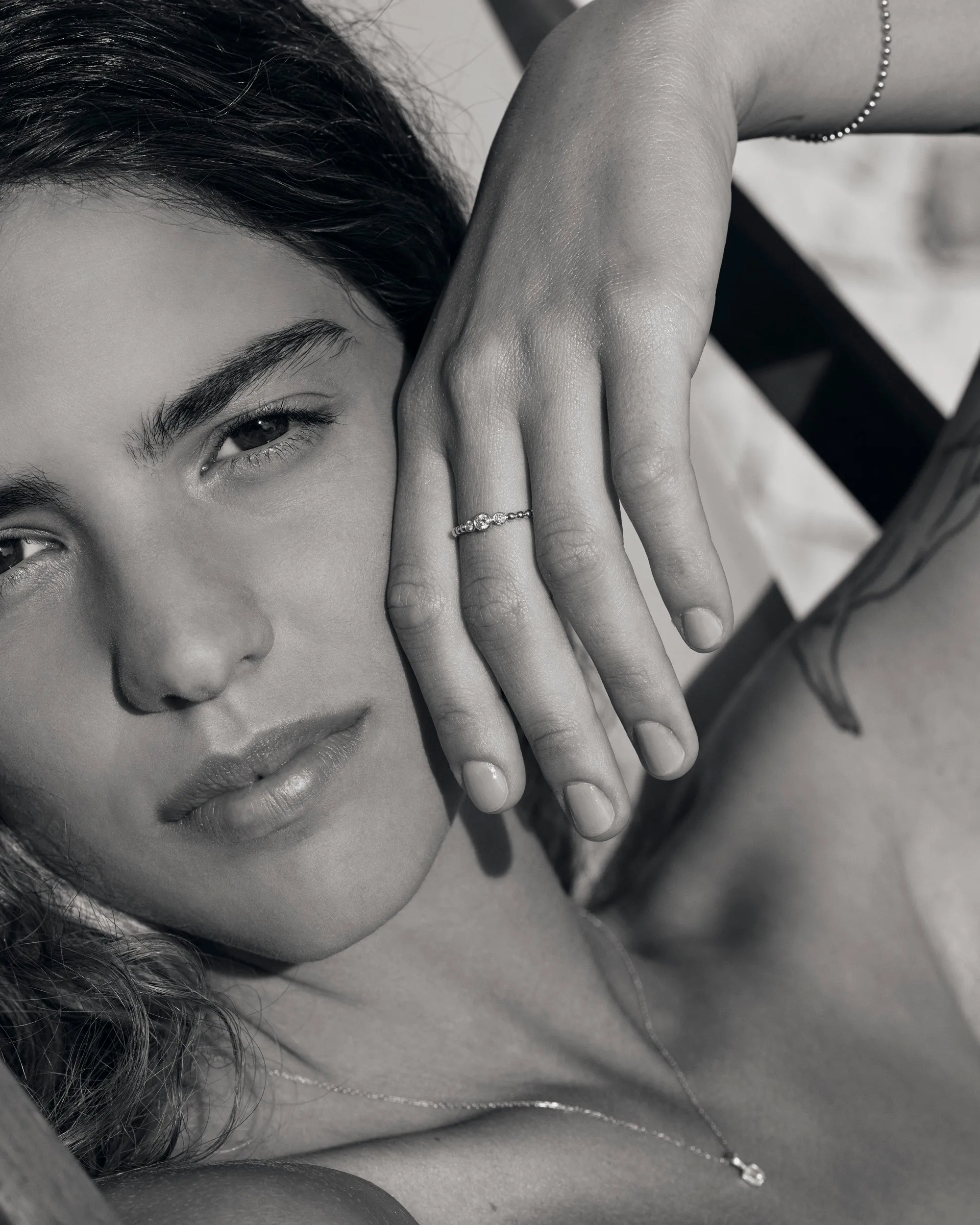 Beaded Three Diamond Ring - In Stock sold by Sophie Ratner product image thumbnail 5