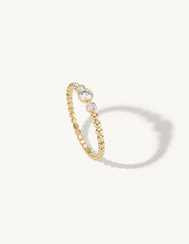 Beaded Three Diamond Ring - In Stock sold by Sophie Ratner