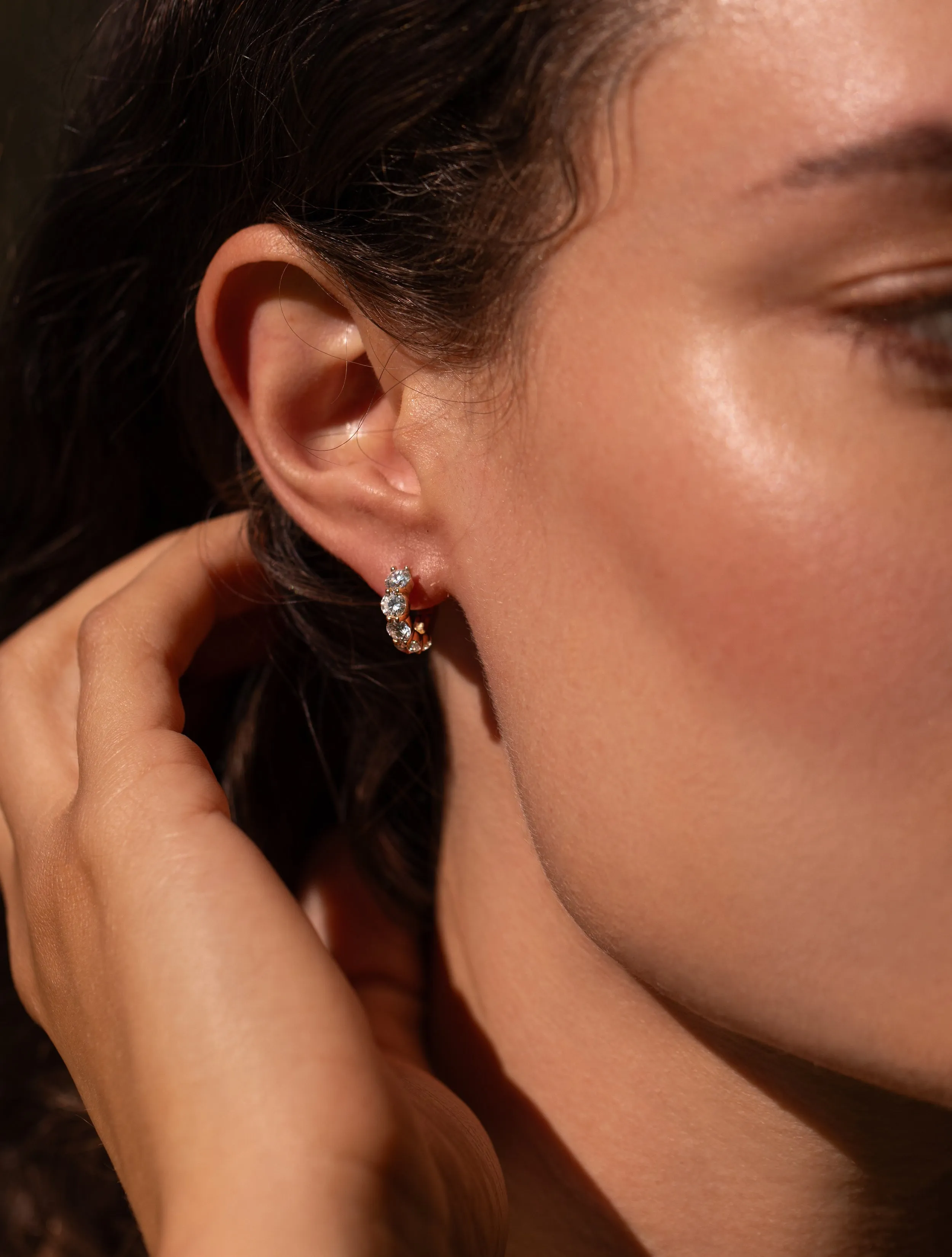 Double Prong Large Diamond Hoops + Free Mini Round Diamond Charms sold by Sophie Ratner product image thumbnail 5