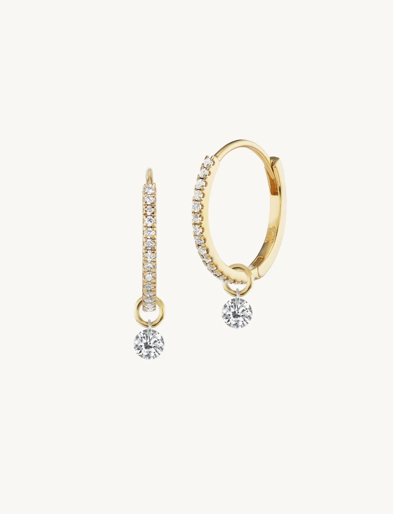 12mm Pave Huggies + Free Mini Round Diamond Charms sold by Sophie Ratner product image thumbnail 2