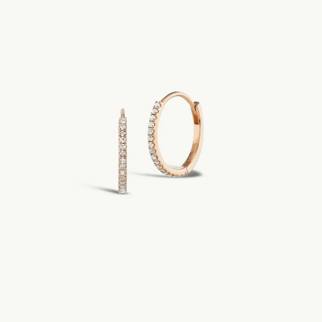 12mm Pave Huggies + Free Mini Round Diamond Charms sold by Sophie Ratner product image thumbnail 5