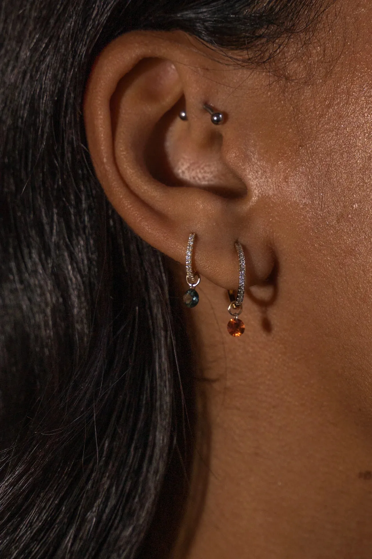 12mm Pave Huggies + Free Mini Round Diamond Charms sold by Sophie Ratner product image thumbnail 4