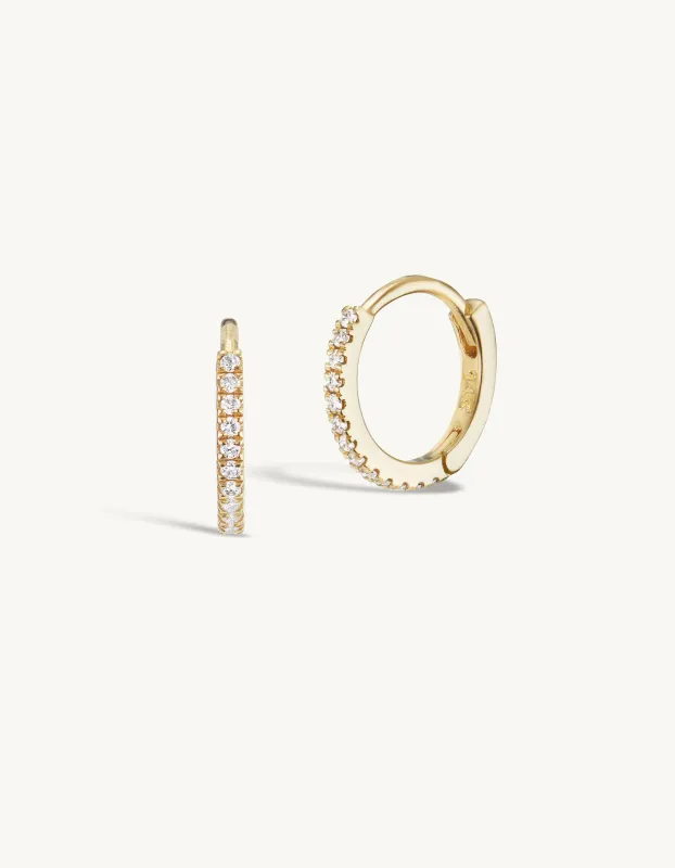 8mm Pave Huggies + Free Mini Round Diamond Charms sold by Sophie Ratner
