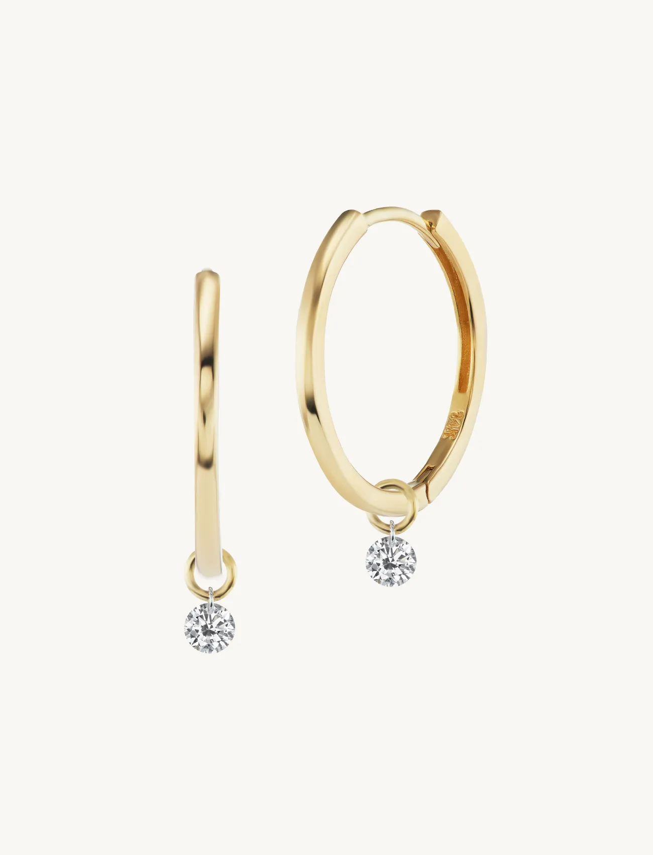 15mm Gold Huggies + Free Mini Round Pierced Diamond Charms sold by Sophie Ratner product image thumbnail 2