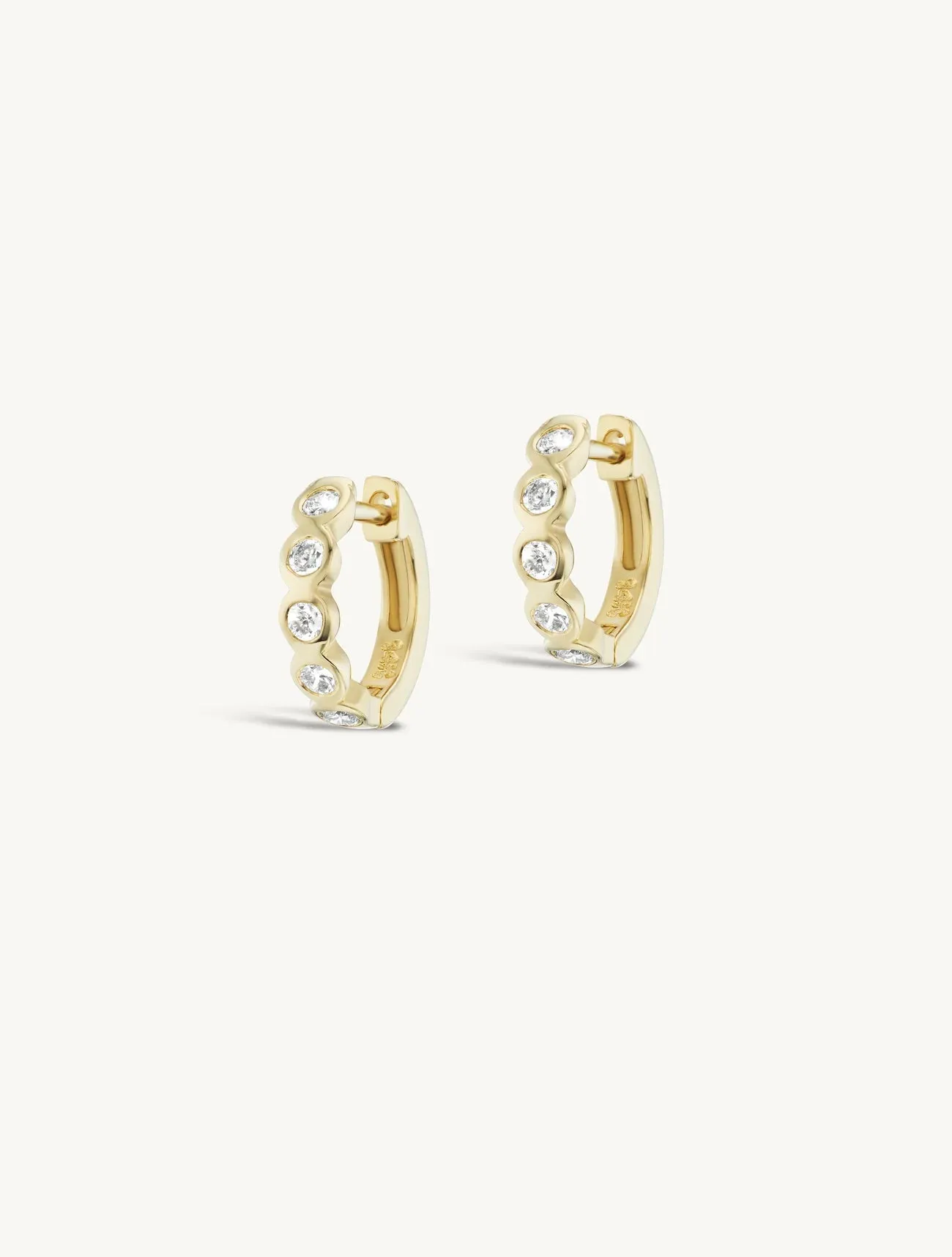 8mm Diamond Bezel Hoops + Free Mini Round Diamond Charms sold by Sophie Ratner