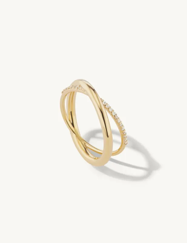 Half Pave Crossover Ring Try-On sold by Sophie Ratner