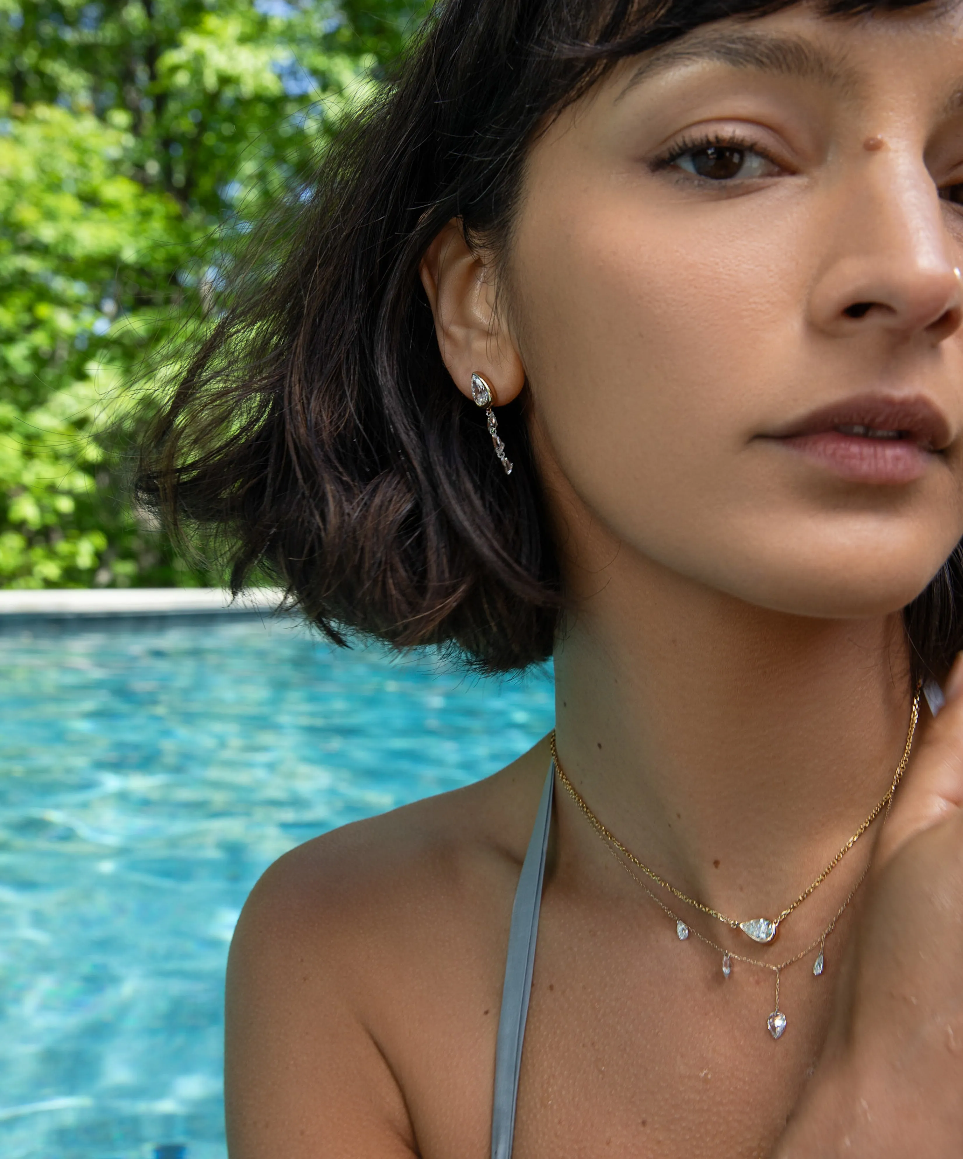 Pierced Pear Five Diamond Necklace sold by Sophie Ratner product image thumbnail 3