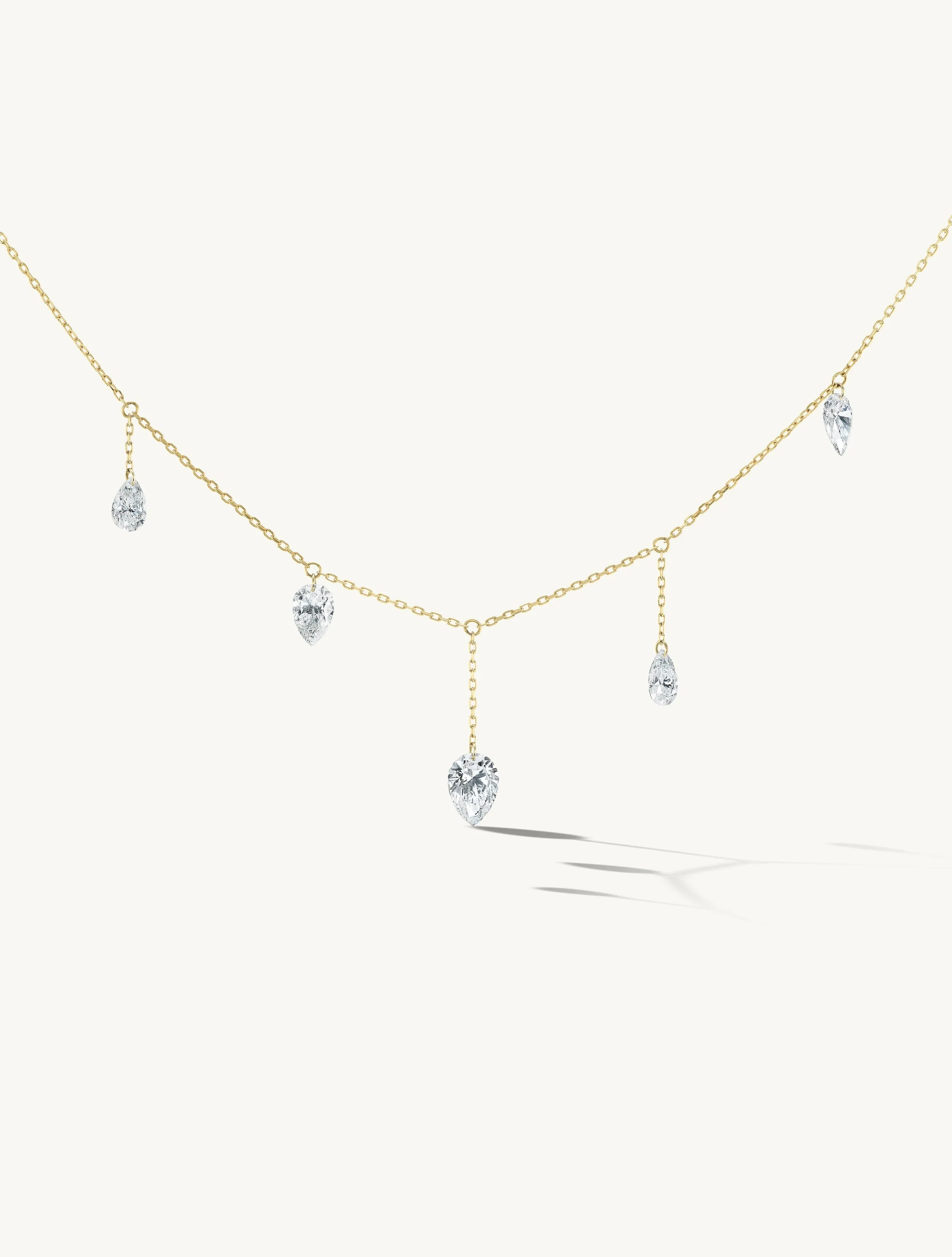 Pierced Pear Five Diamond Necklace sold by Sophie Ratner