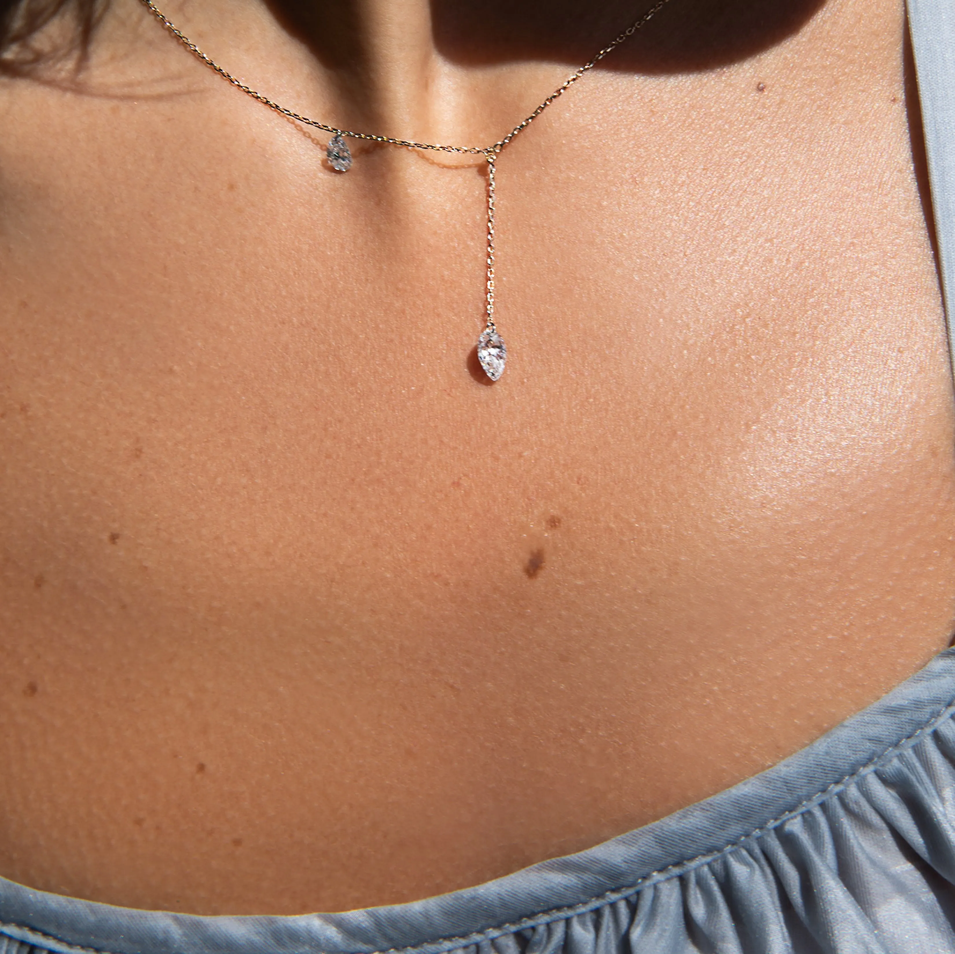 Duo Pierced Pear Diamond Necklace sold by Sophie Ratner product image thumbnail 3