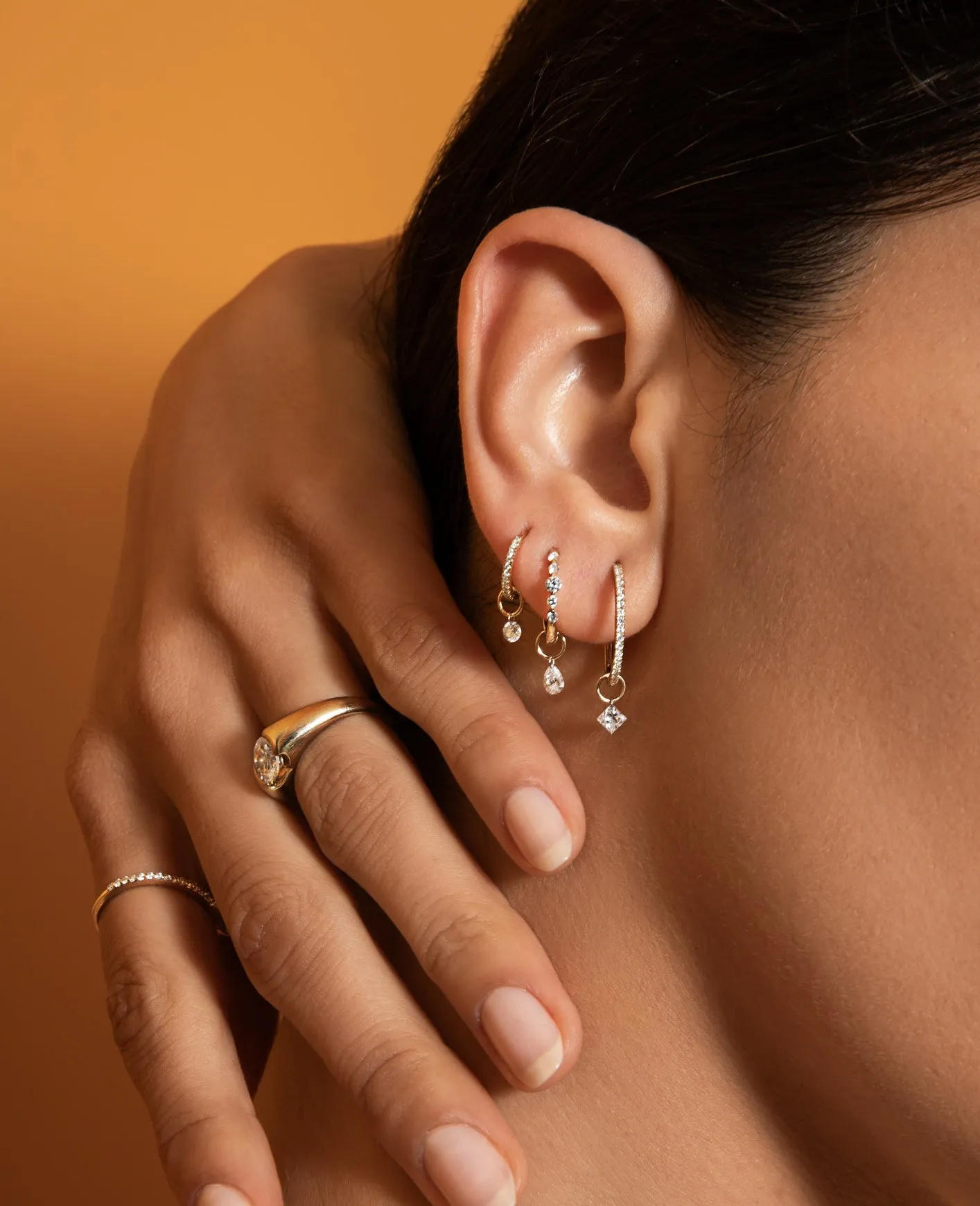 12mm Gold Huggies + Free Mini Diamond Charms sold by Sophie Ratner product image thumbnail 4