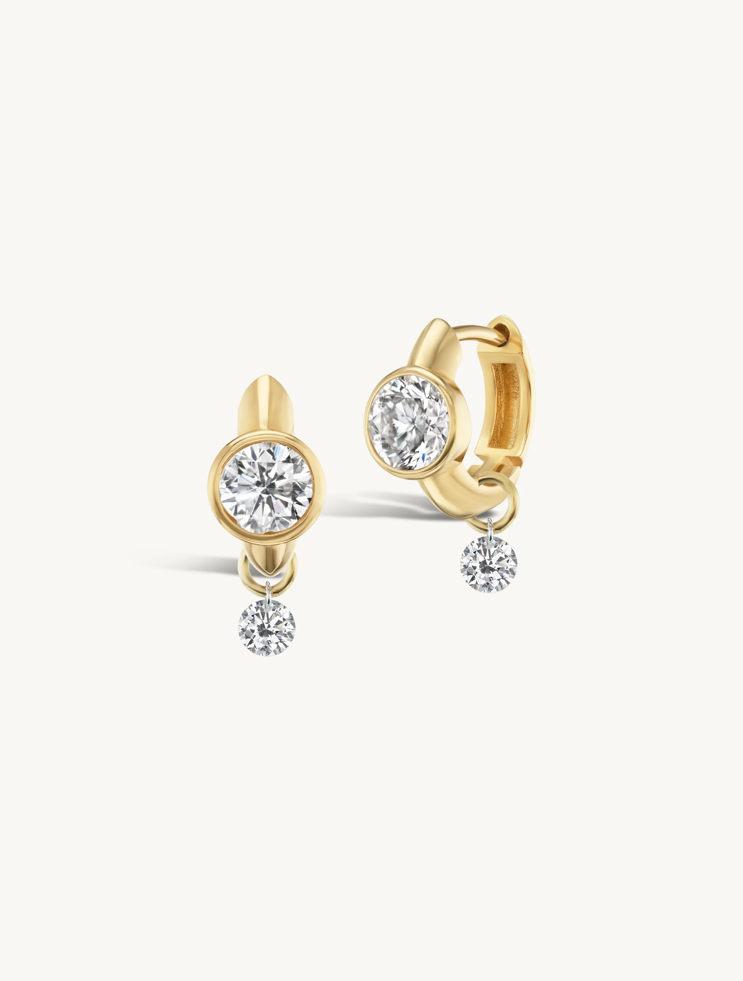 Gold Knife Edge Hoop with Diamond + Free Mini Diamond Charms sold by Sophie Ratner product image thumbnail 2