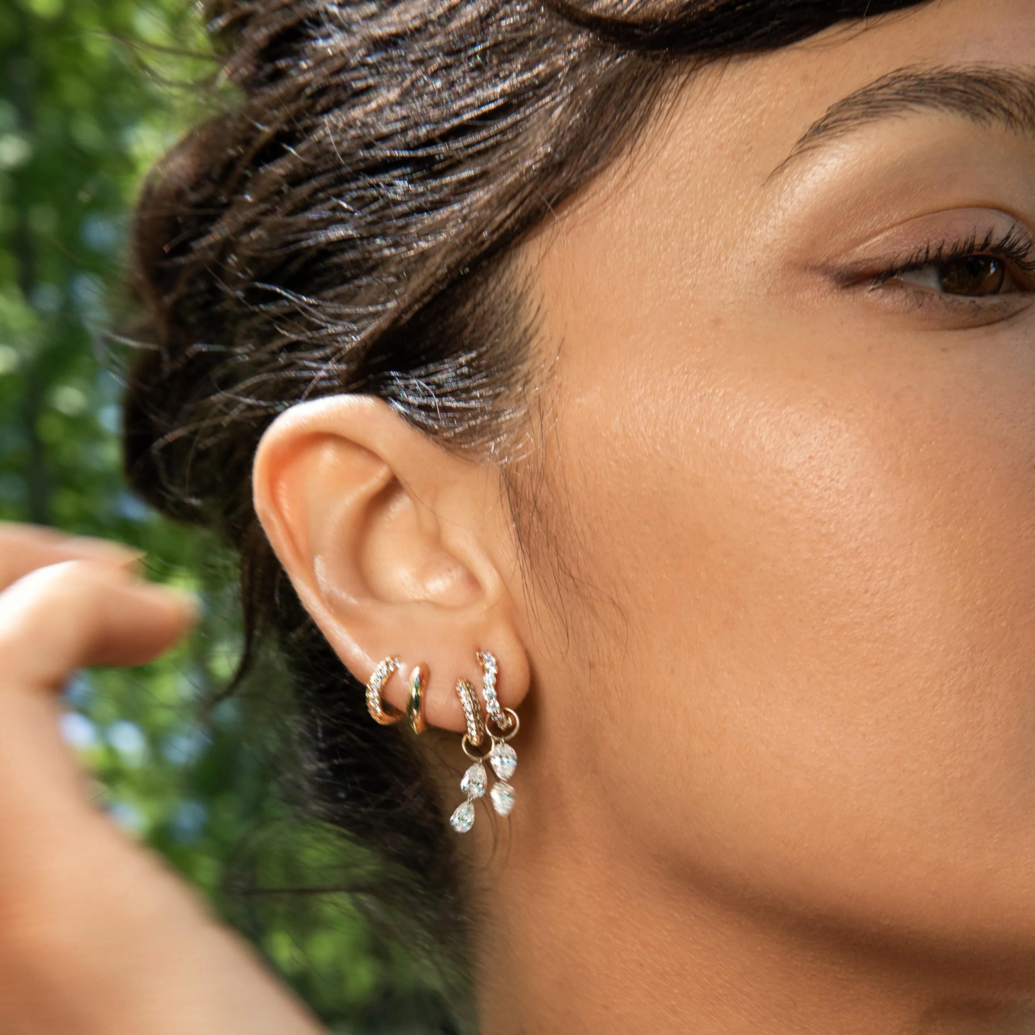 Double Pear Pierced Diamond Charm for Huggies sold by Sophie Ratner product image thumbnail 3