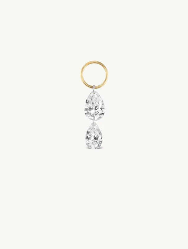 Double Pear Pierced Diamond Charm for Huggies sold by Sophie Ratner