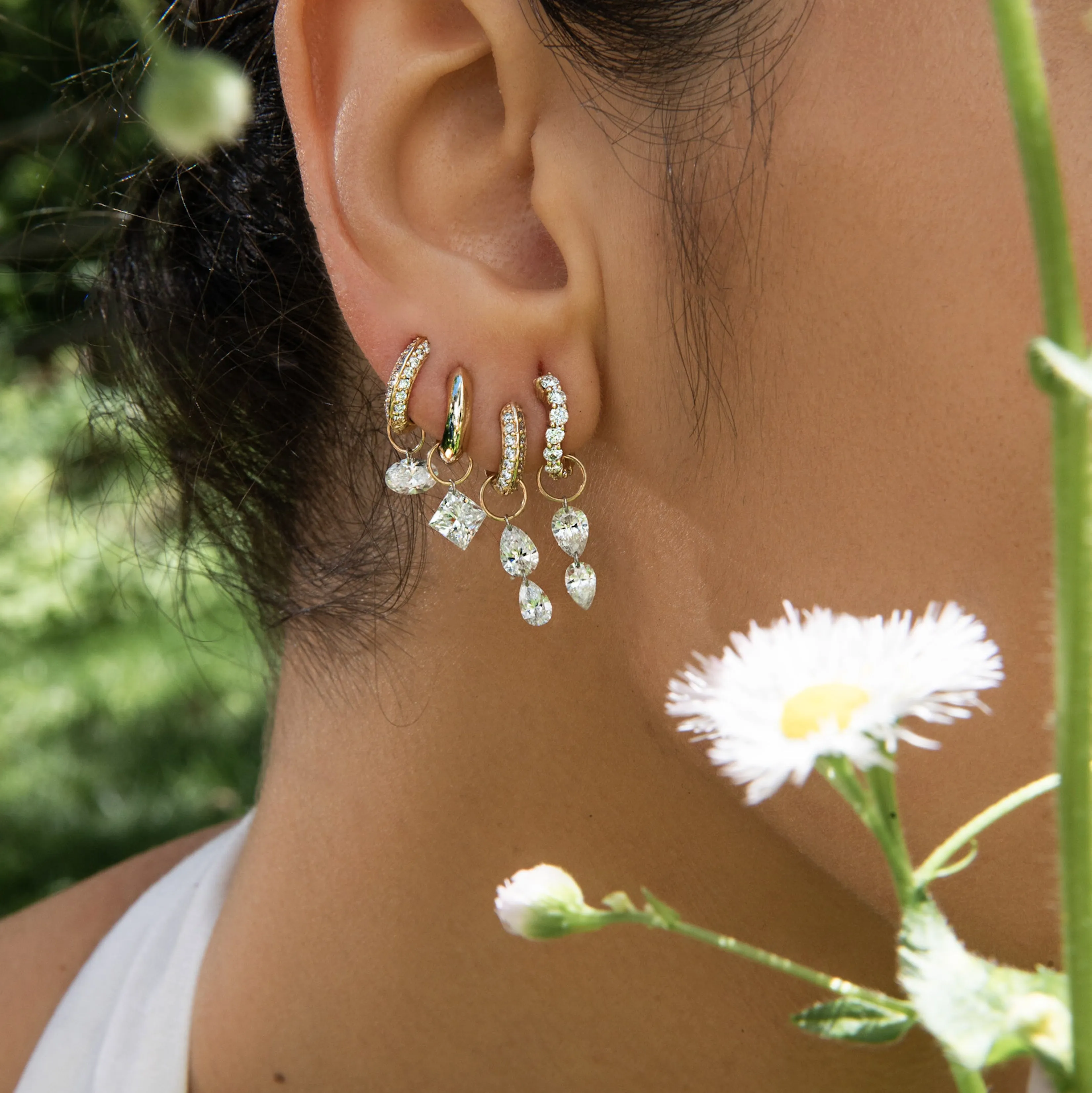 Double Pear Pierced Diamond Charm for Huggies sold by Sophie Ratner product image thumbnail 5