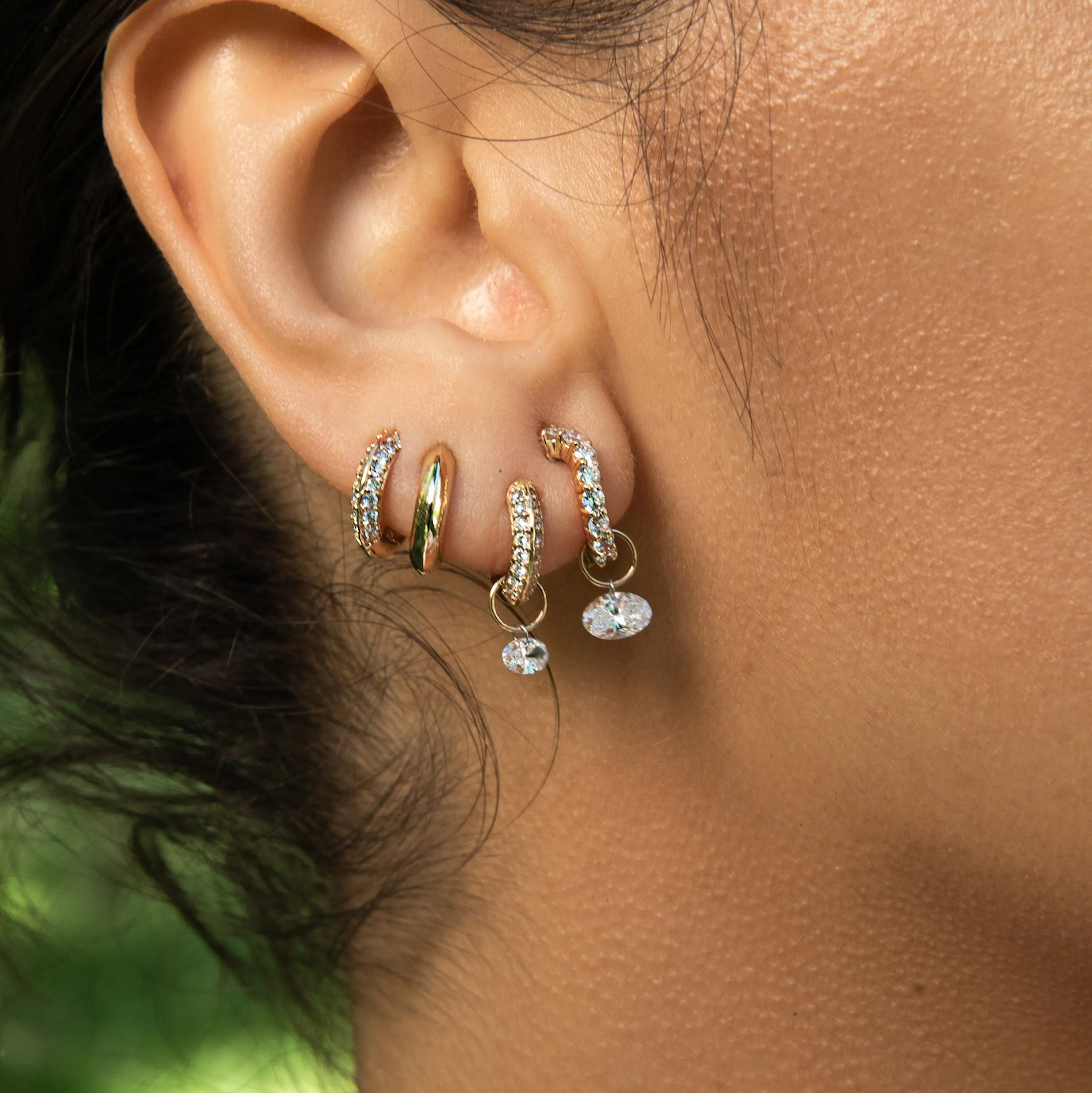 Large Oval Pierced Diamond Charm for Huggies sold by Sophie Ratner product image thumbnail 2