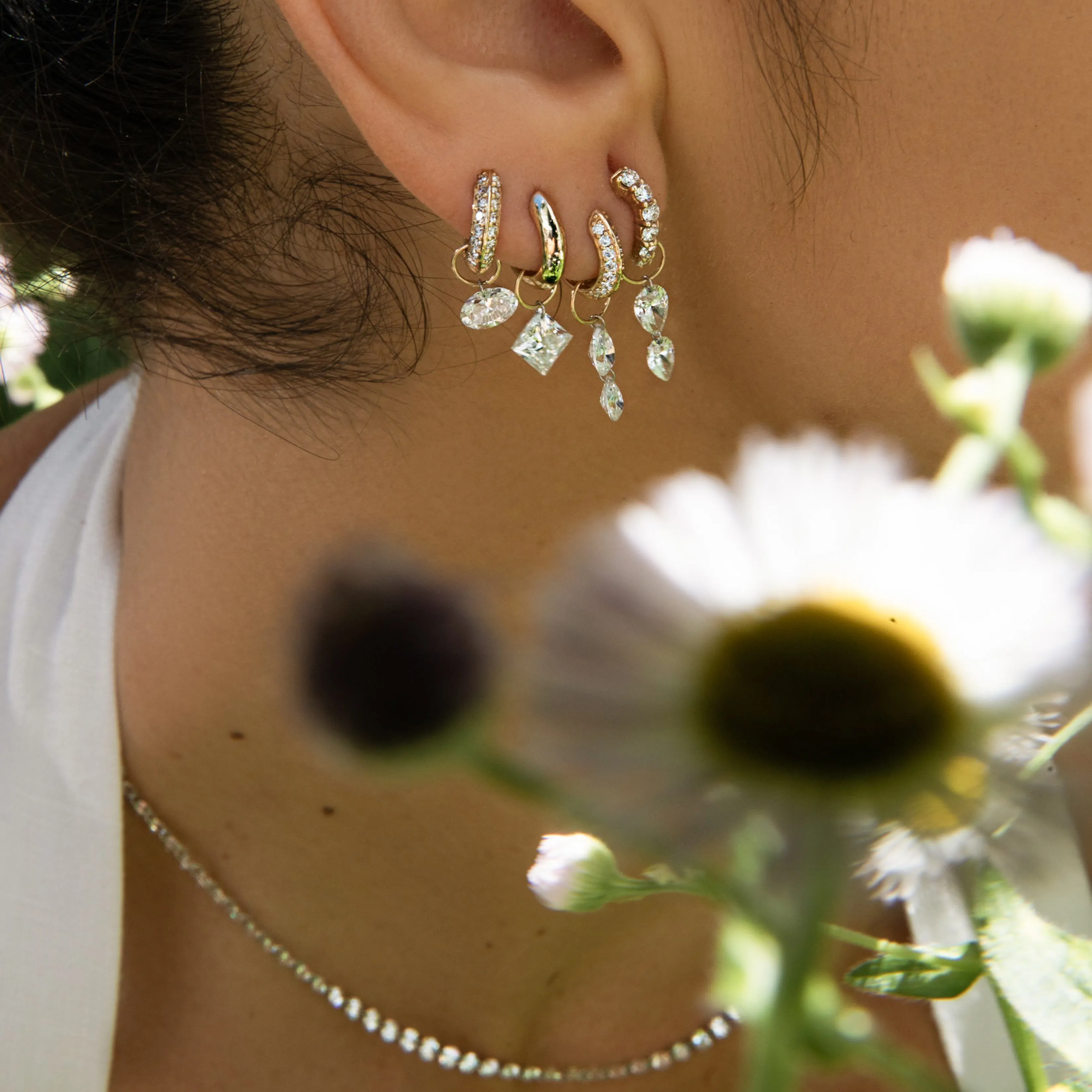 Large Oval Pierced Diamond Charm for Huggies sold by Sophie Ratner product image thumbnail 4