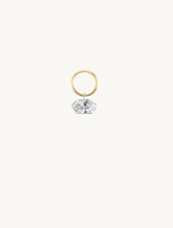 Small Oval Pierced Diamond Charm for Huggies sold by Sophie Ratner
