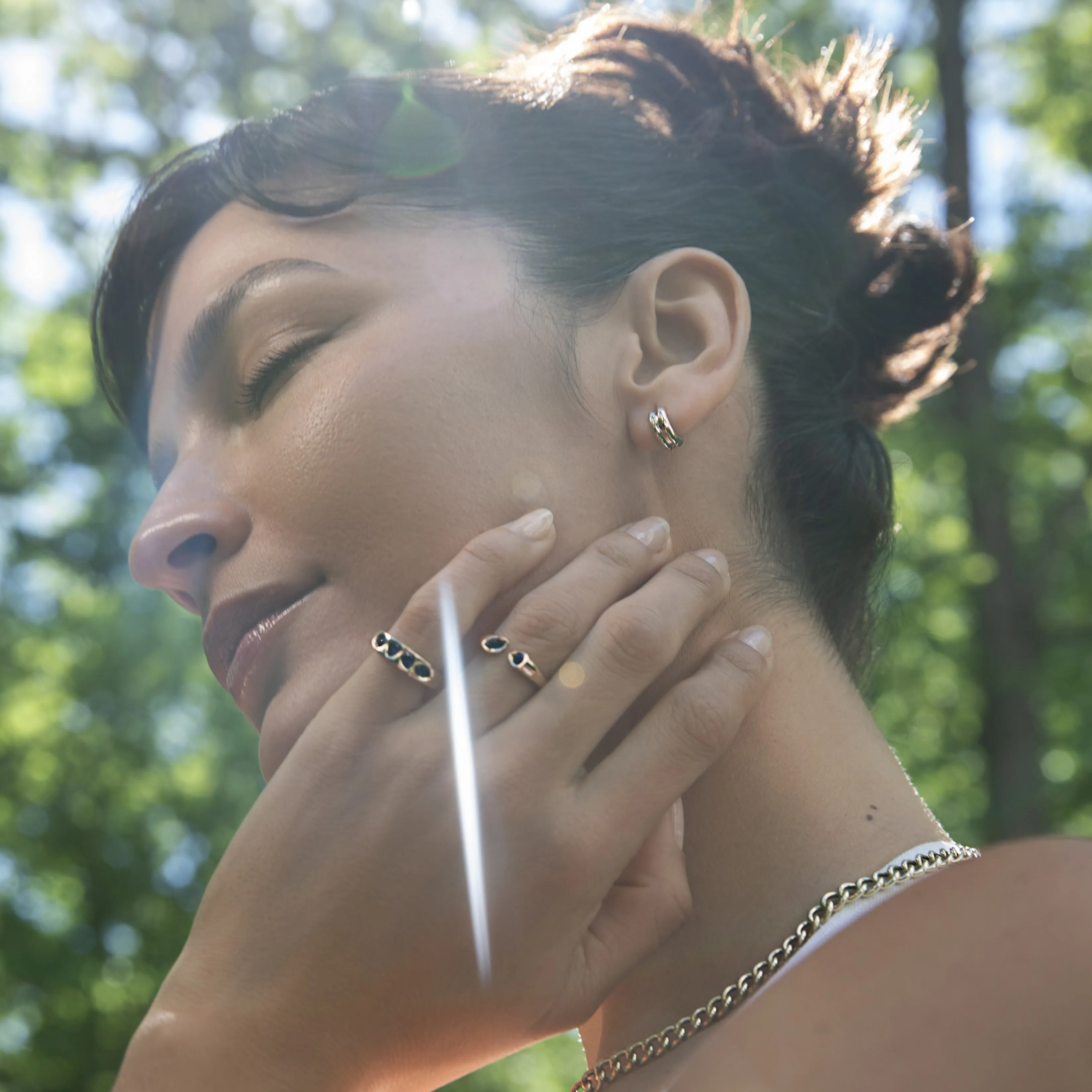 Gold Double Knife Edge Hoop sold by Sophie Ratner product image thumbnail 3