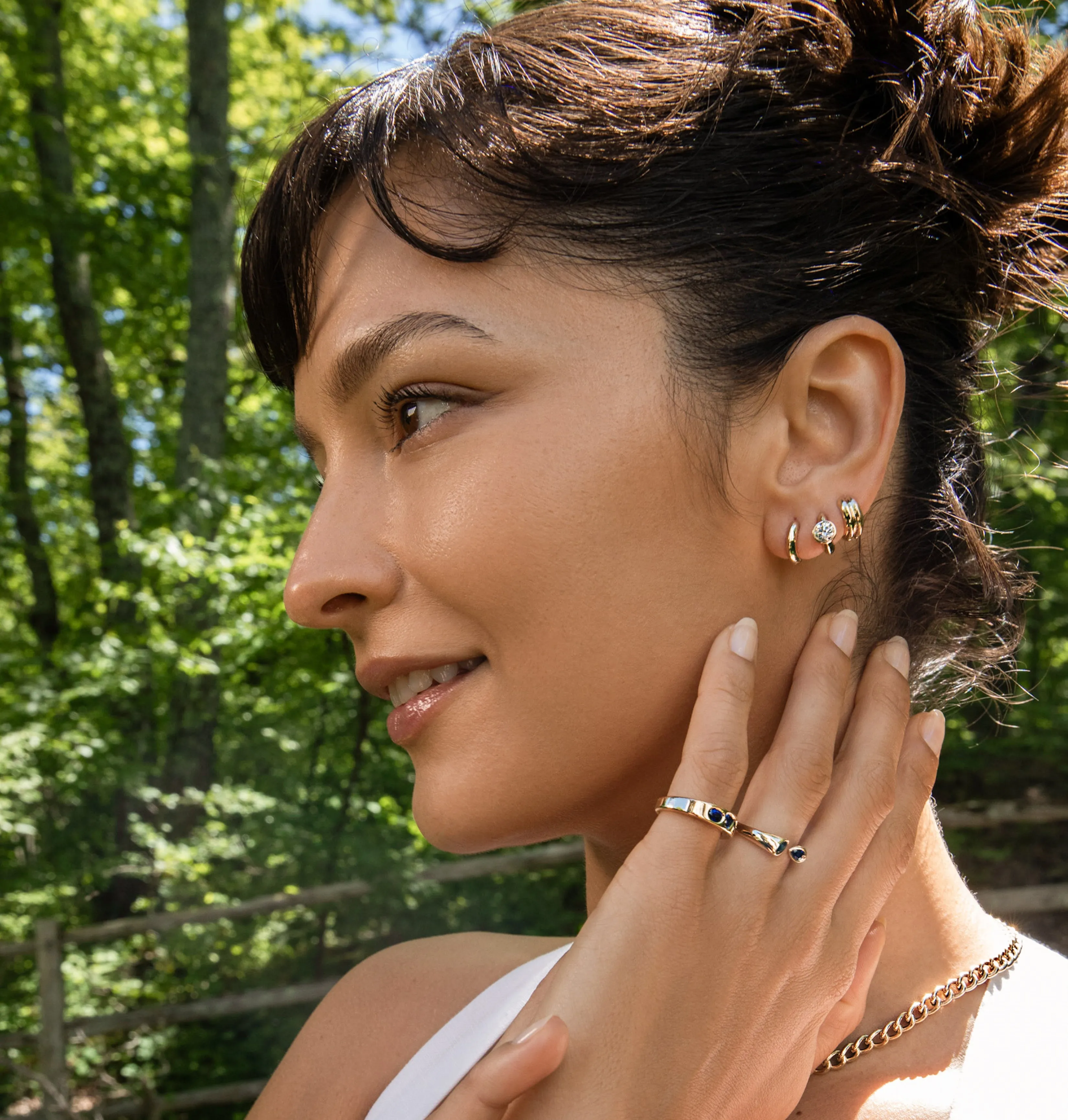 Gold Knife Edge Hoop sold by Sophie Ratner product image thumbnail 5