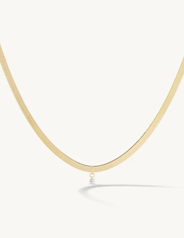 Herringbone Chain with Pierced Diamond sold by Sophie Ratner