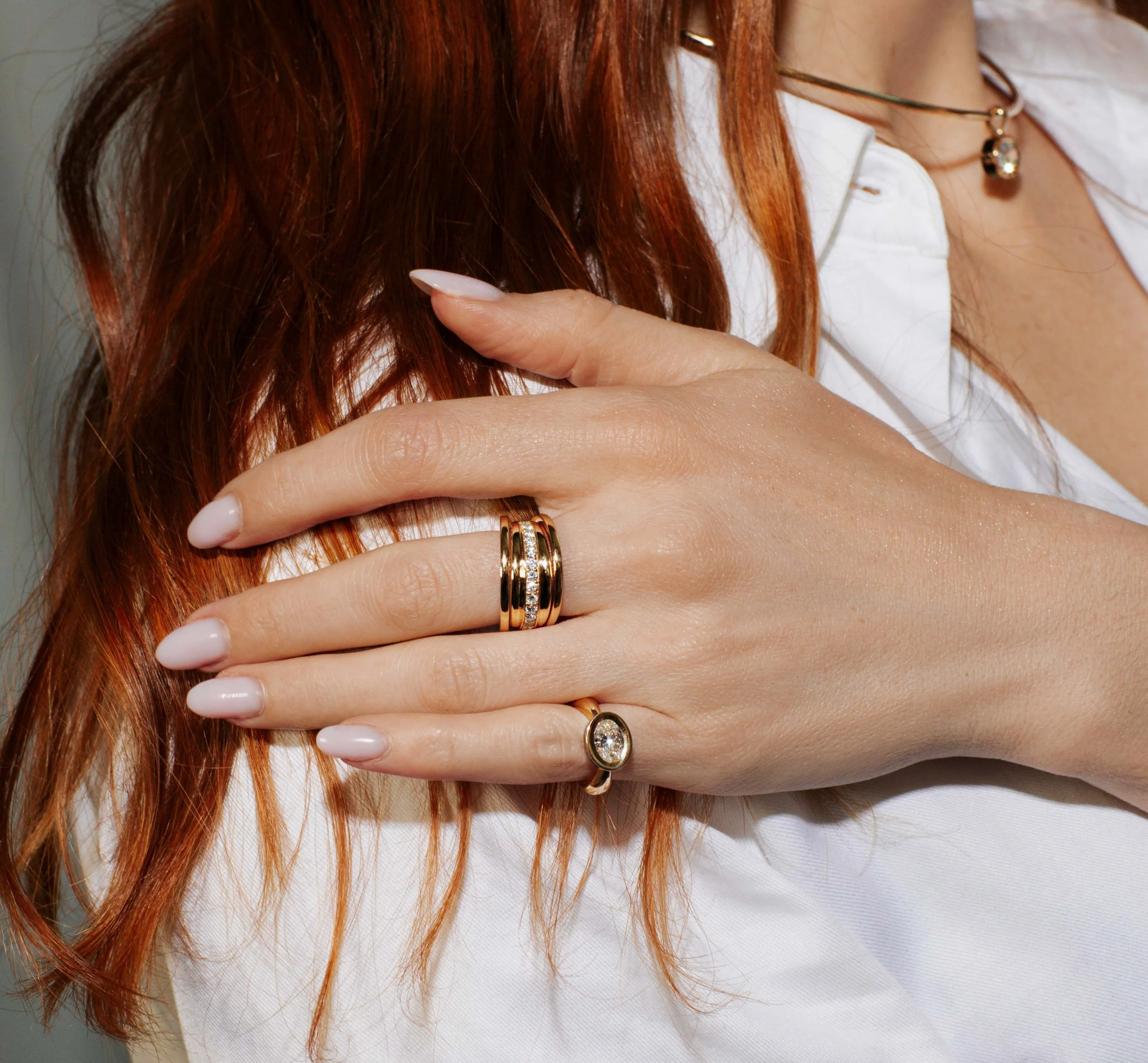 SRJ x ZM Oval Diamond and Enamel Ring sold by Sophie Ratner product image thumbnail 4