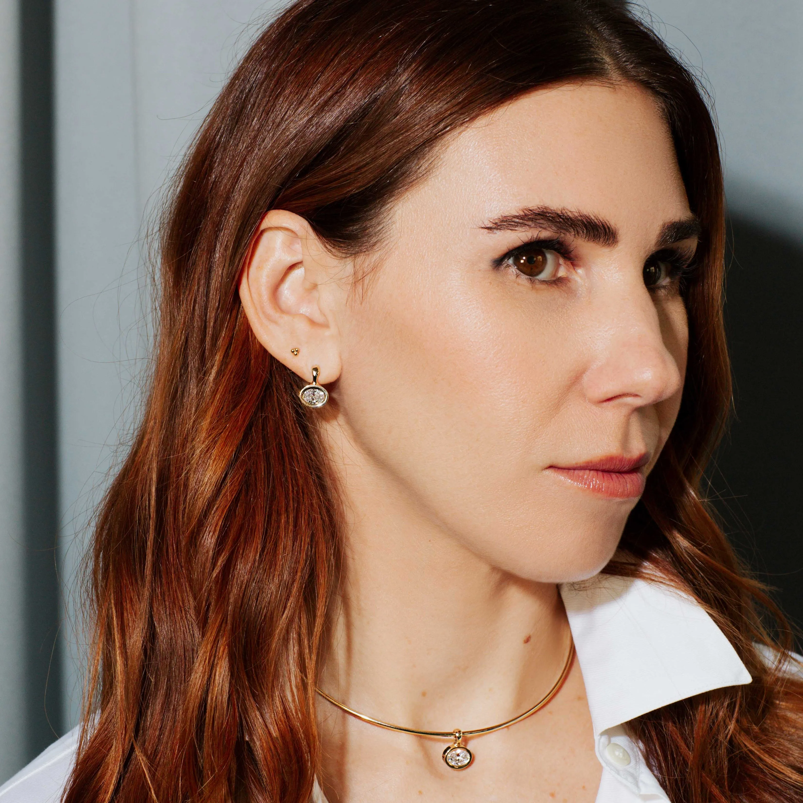 SRJ X ZM Oval Diamond and Enamel Earrings sold by Sophie Ratner product image thumbnail 4